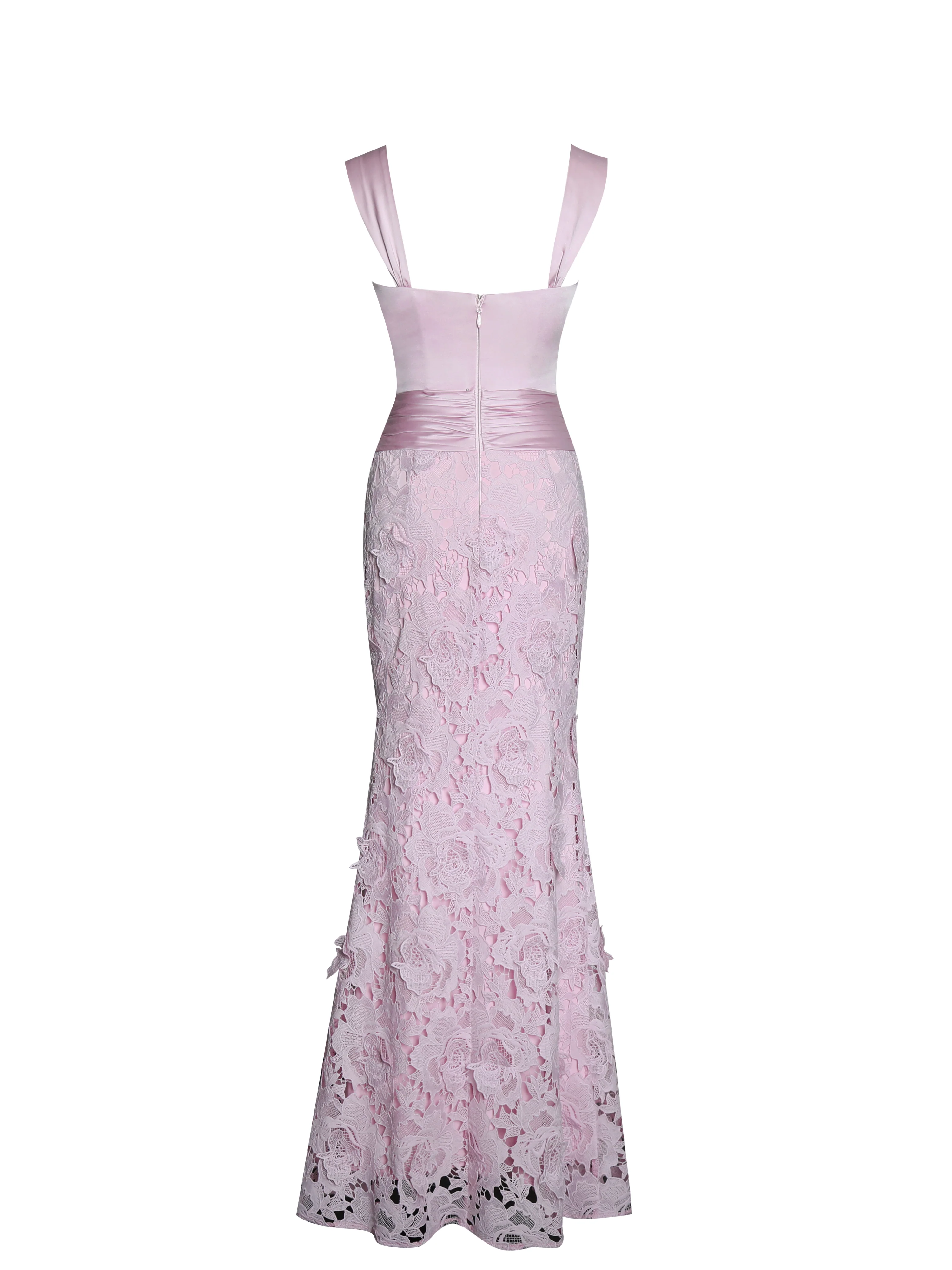 Dahlia Pink Floral Lace Mermaid Gown
