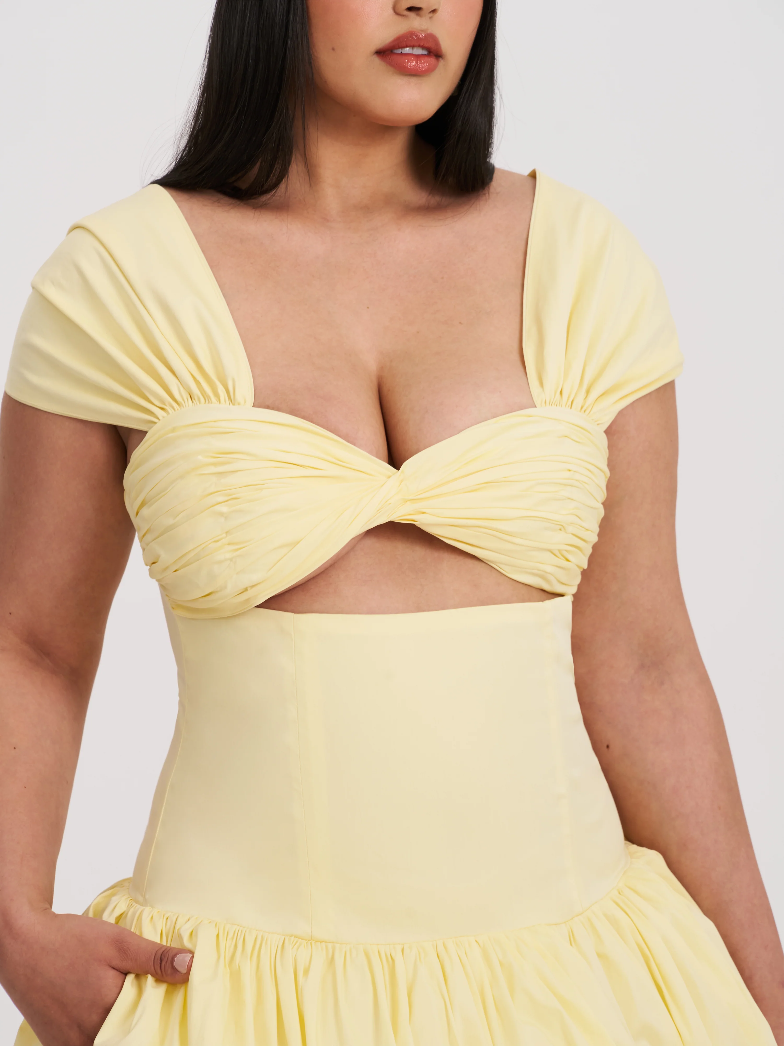 Umika Butter Yellow Bubble Hem Mini Dress