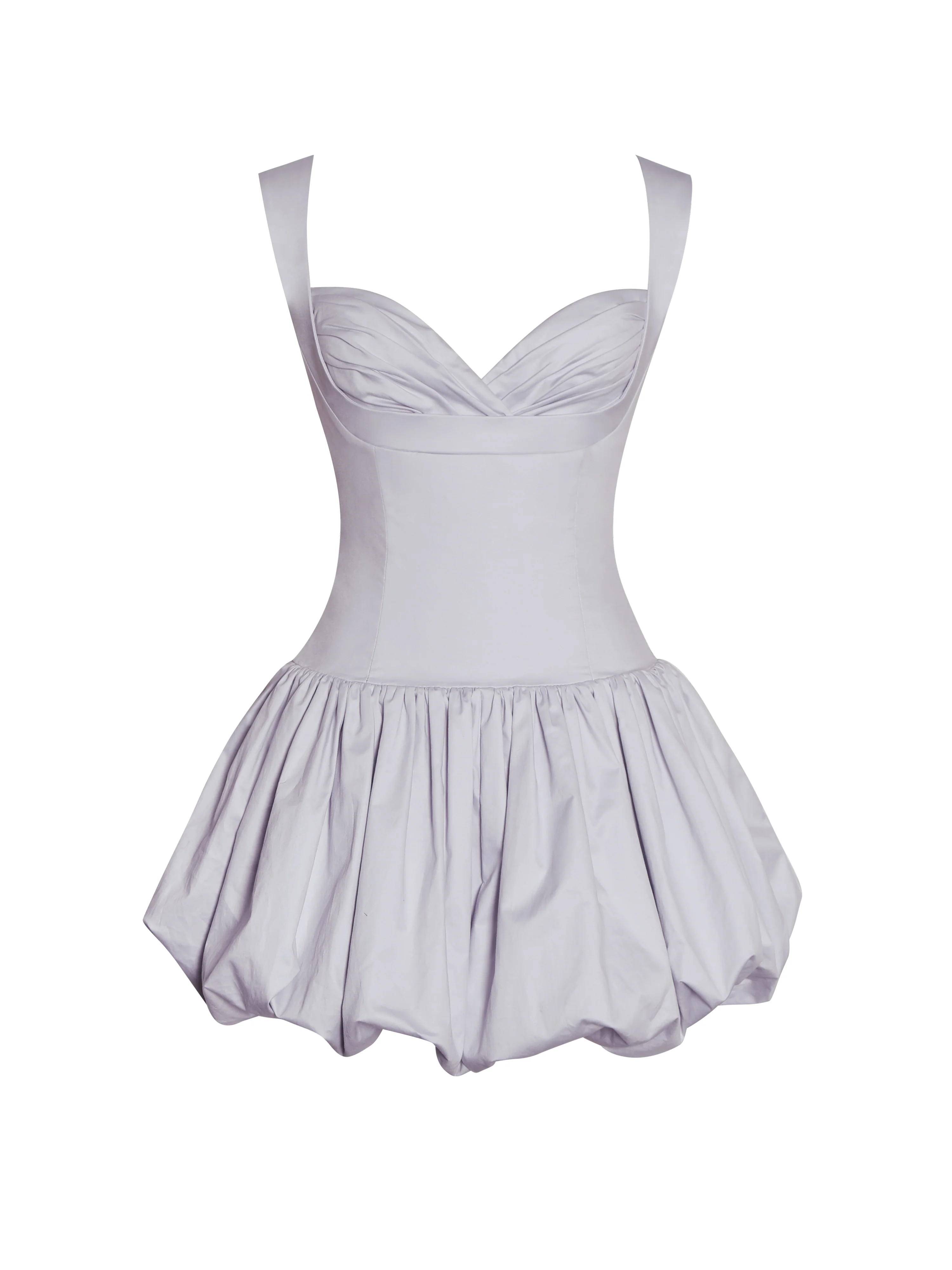 Zada Grey Pleated Breast Bubble Hem Mini Dress