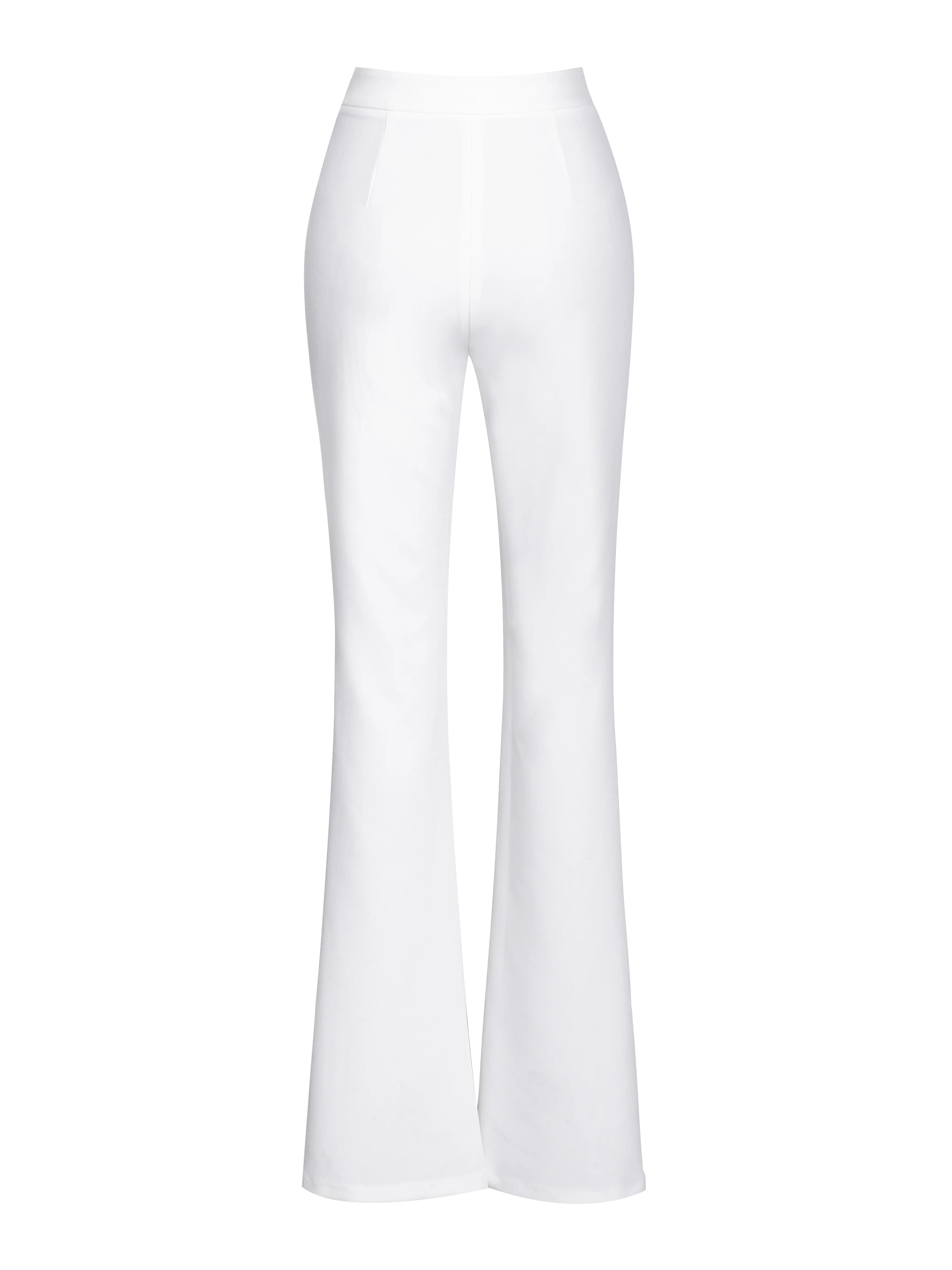 Waleria White Stretch Crepe Flare Pants