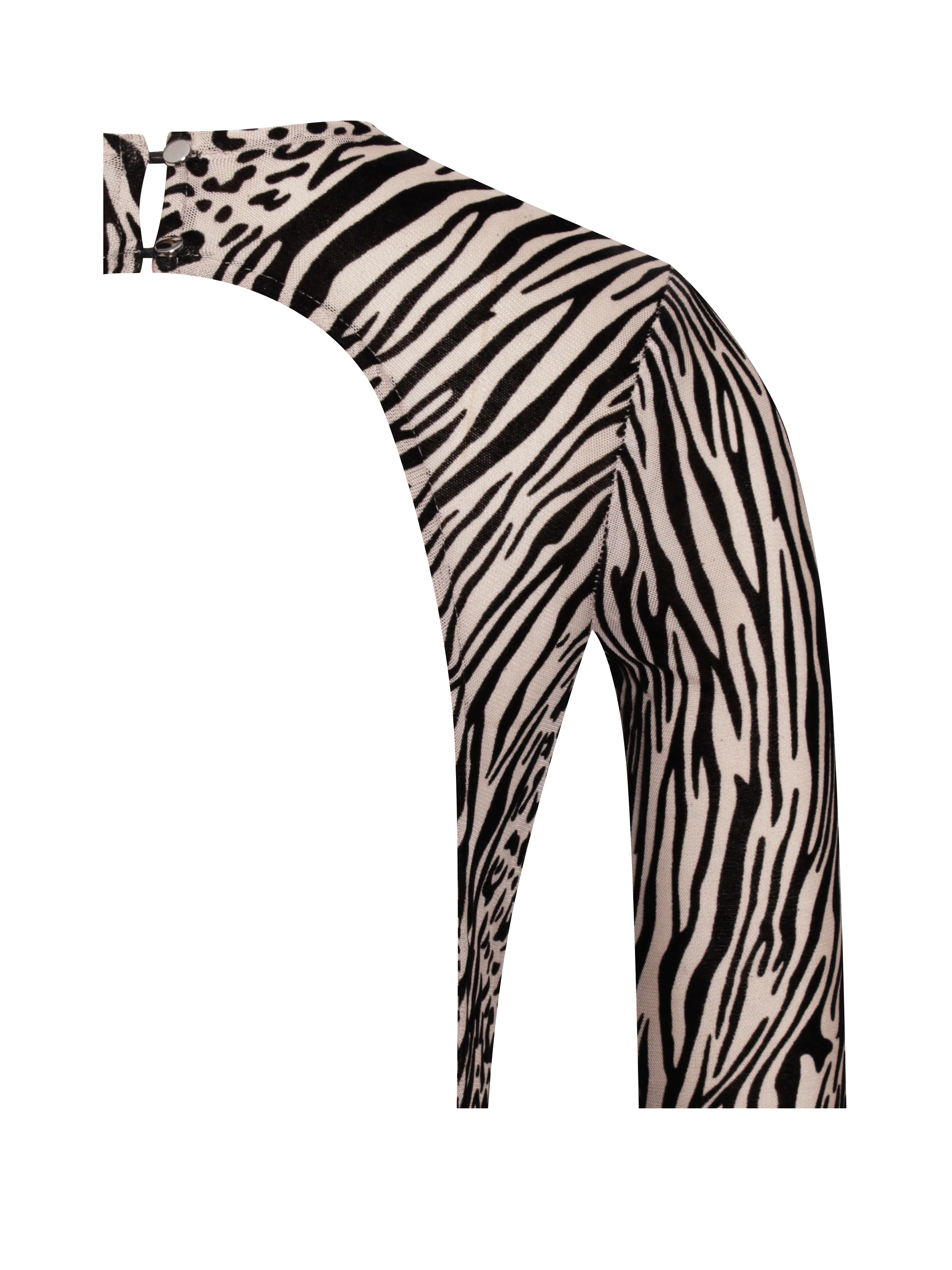 Waylynn Nude Black Animal Print Burnout Velvet Detail Mesh Backless Maxi Dress