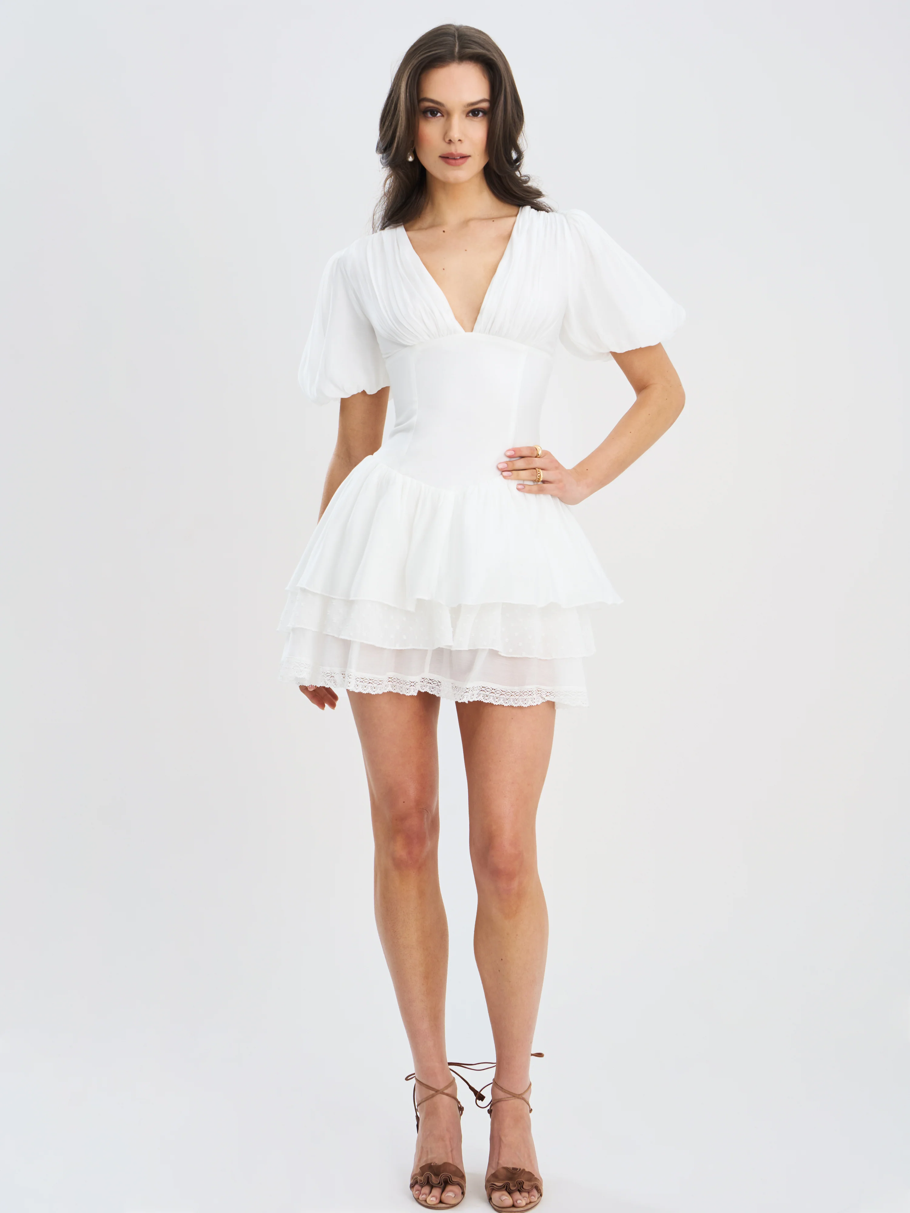 Caitlyn Bubble Sleeve Layered Mini Corset Dress