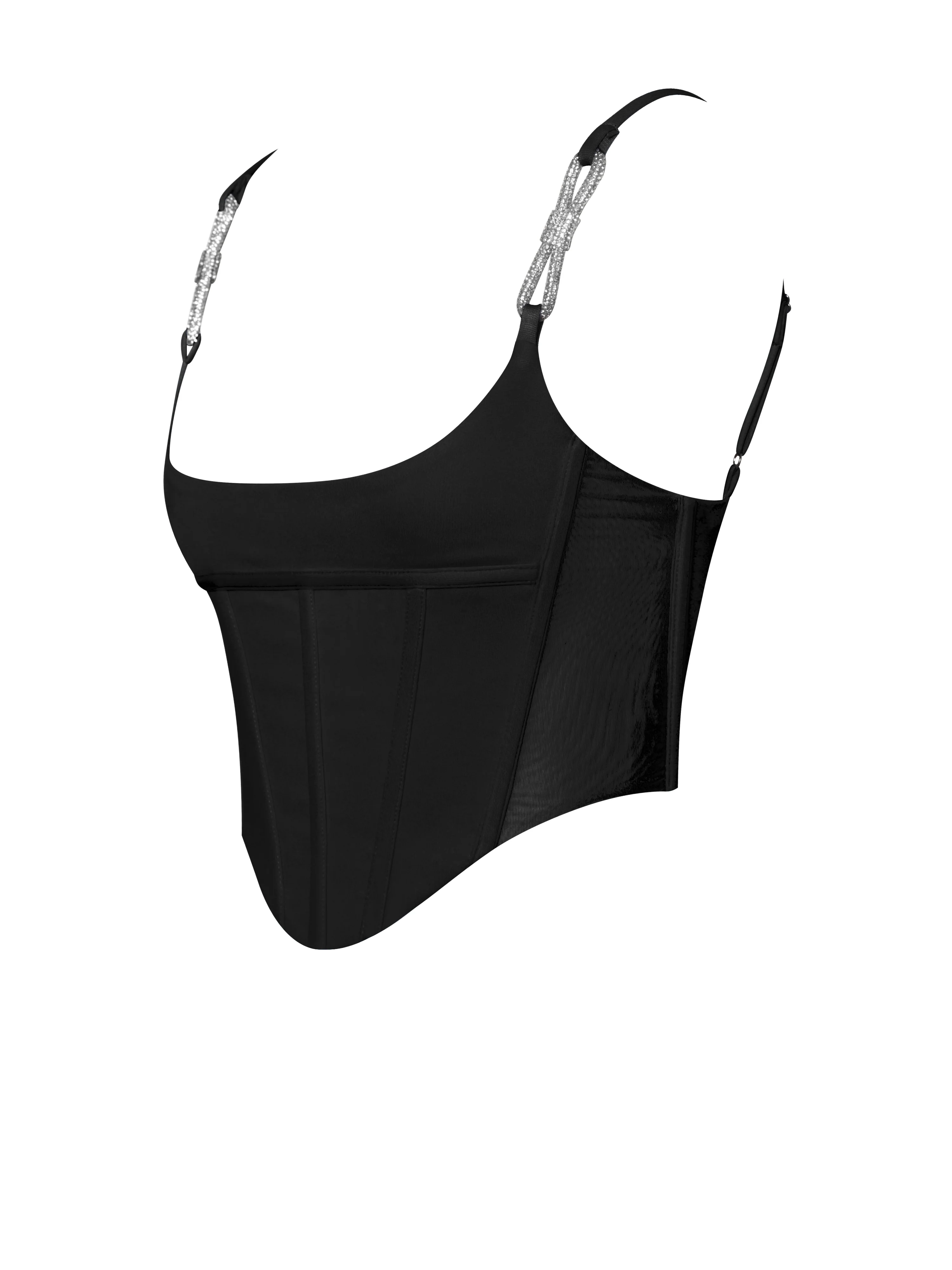 Tristyn Black Crystal Strap Corset Top