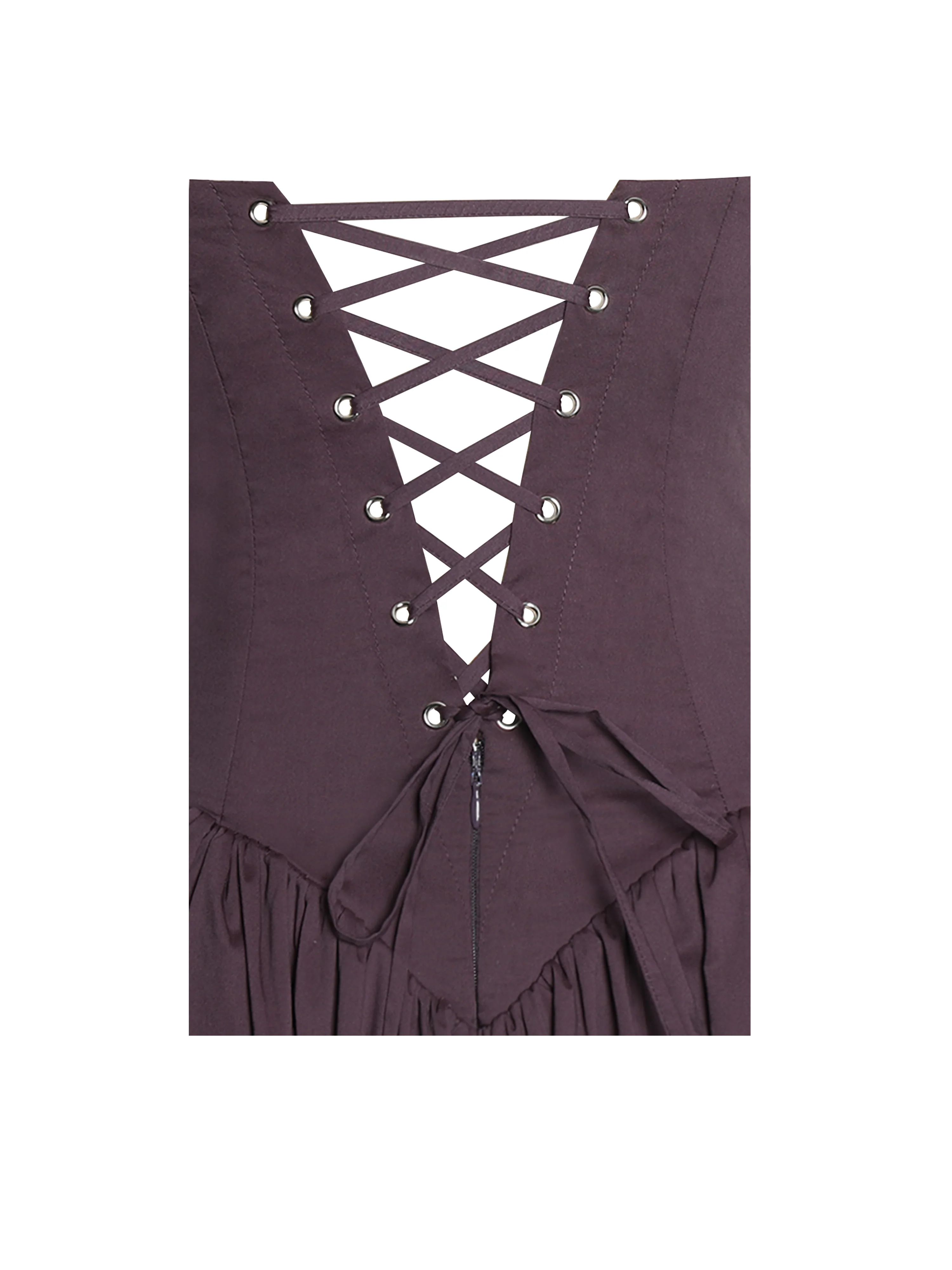 Oakleigh Blackberry Purple Cotton Lace-up Back Midi Dress