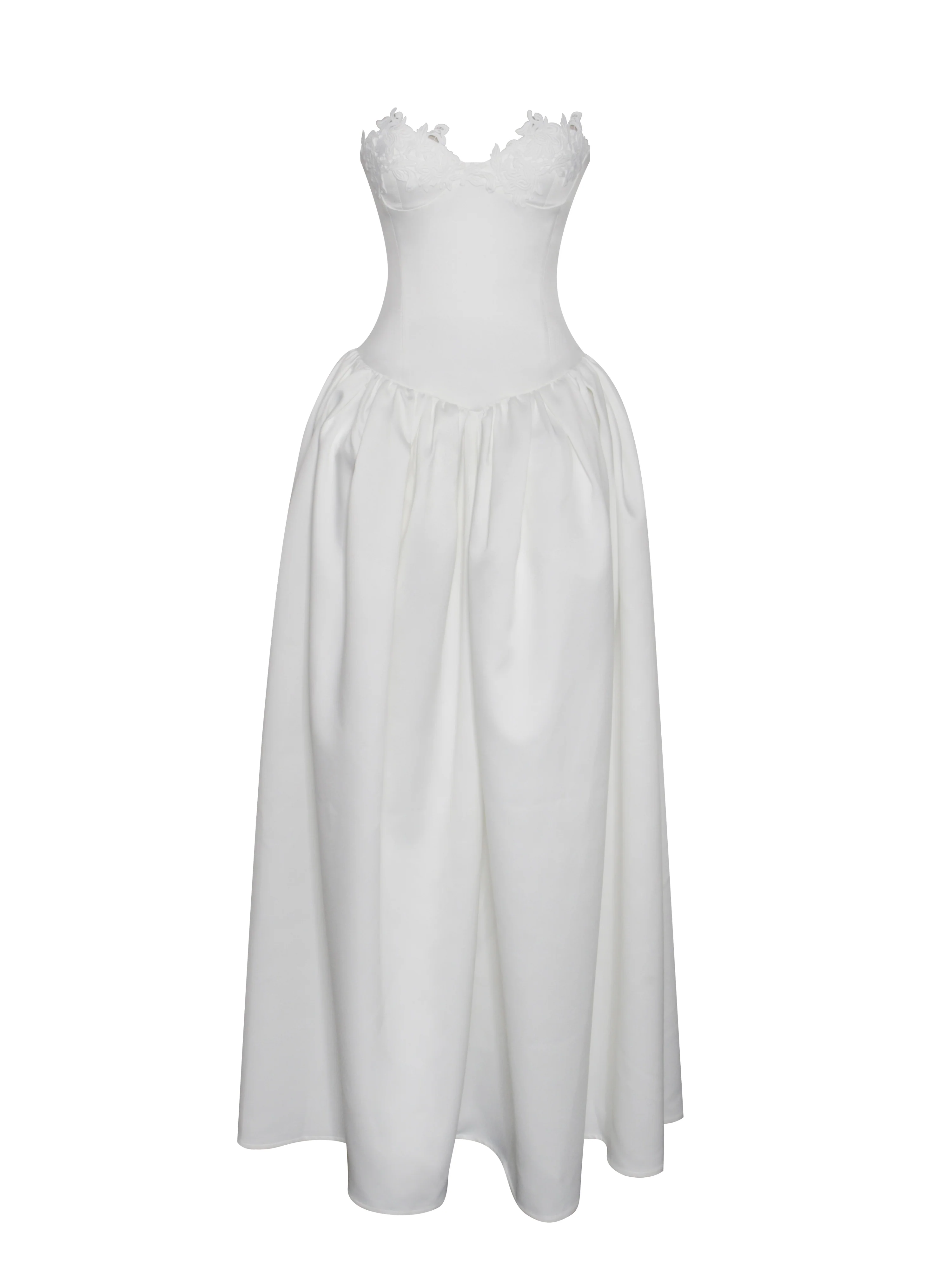 Naila Lace Trim Strapless Drop Waist Wedding Gown