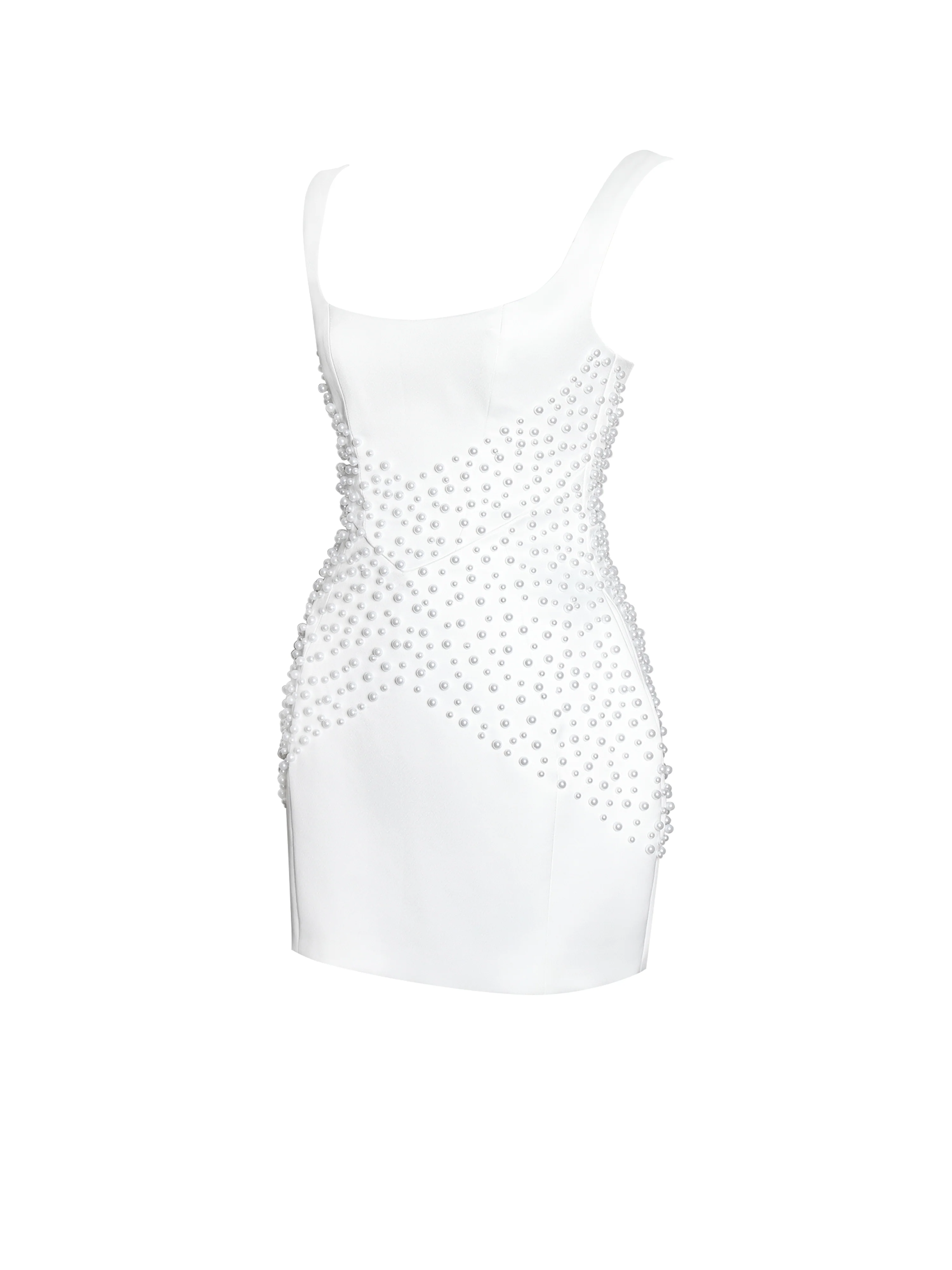 Tais Pearl Beaded Cocoon Shape Sleeveless Mini Dress
