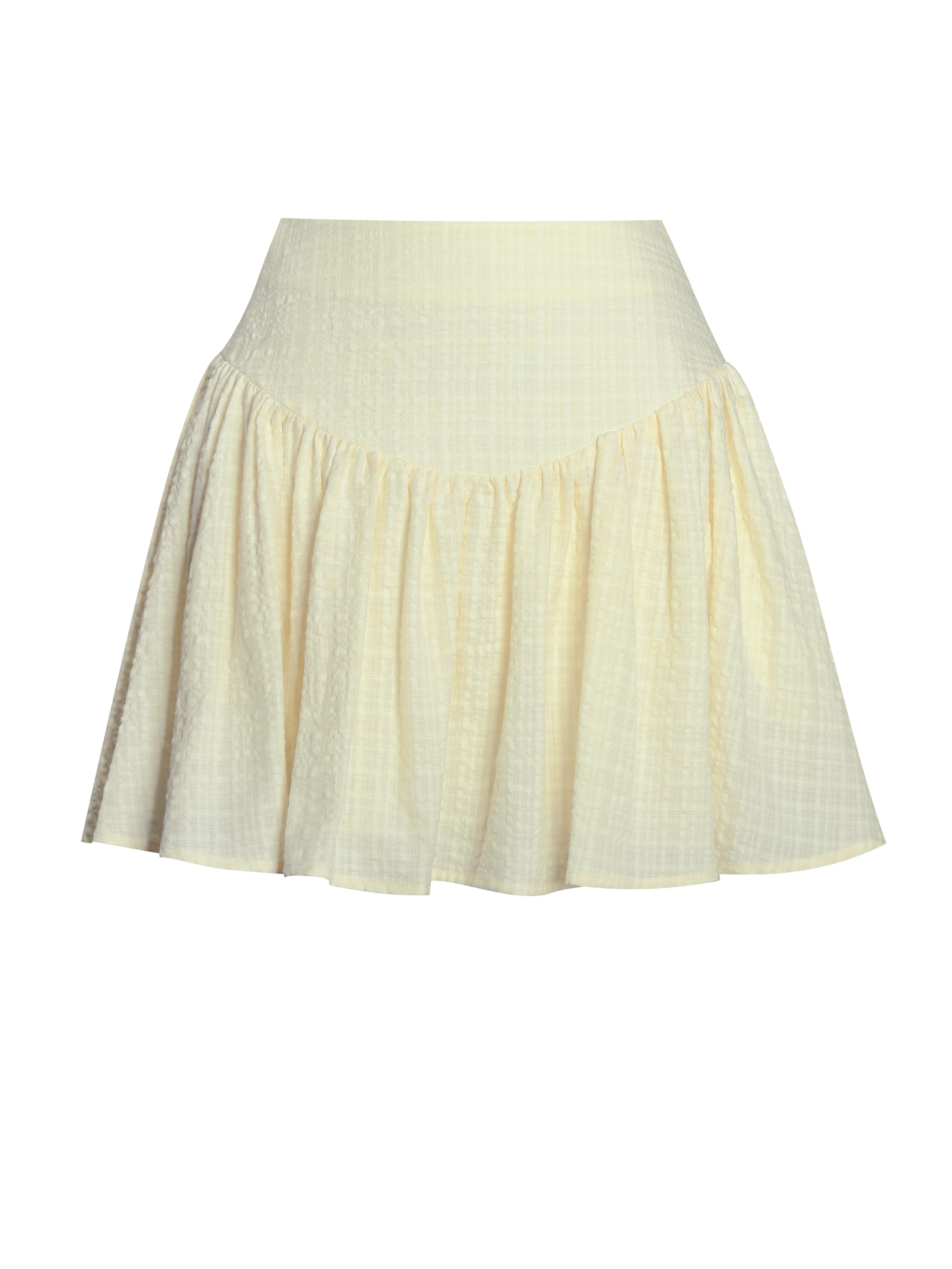 Odelie Yellow Drop Waist  Seersucker Full Skirt
