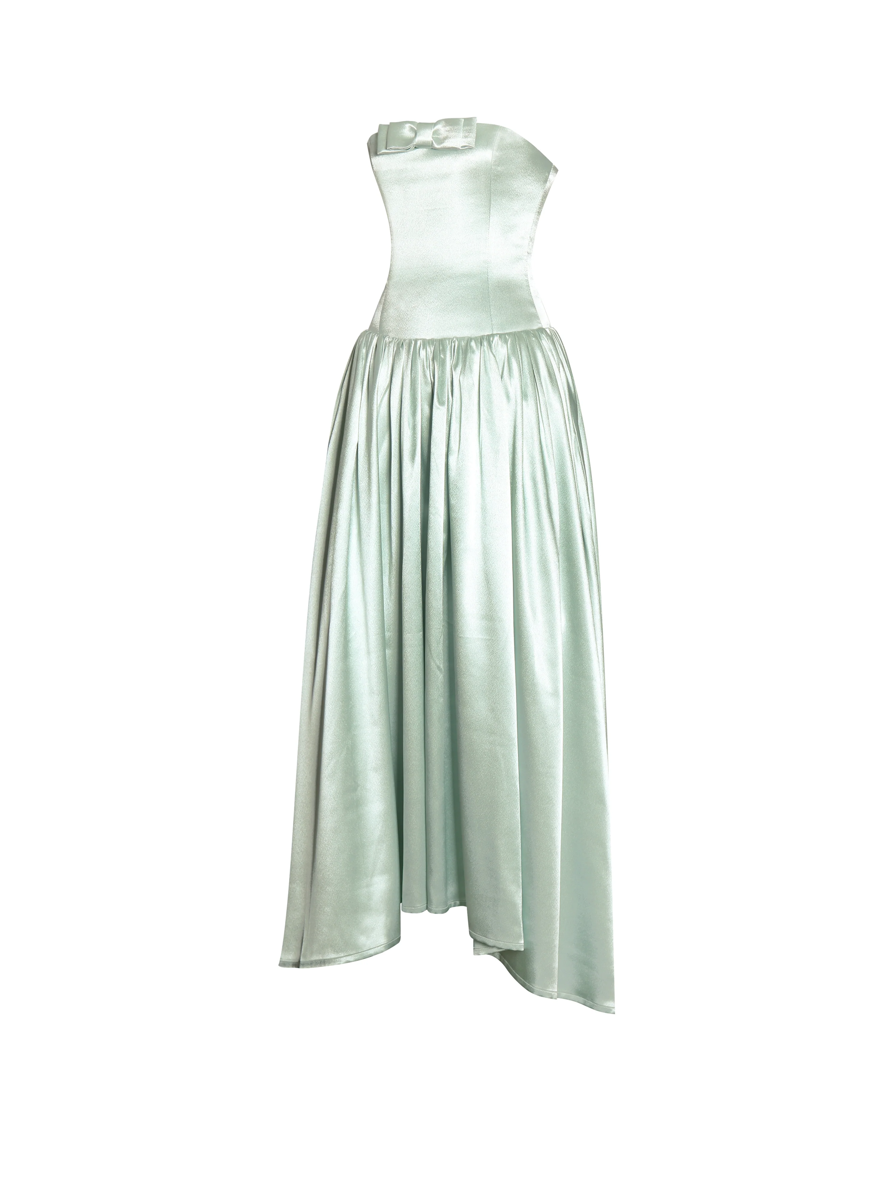 Lael Mint Green Back Button Trailing Gown
