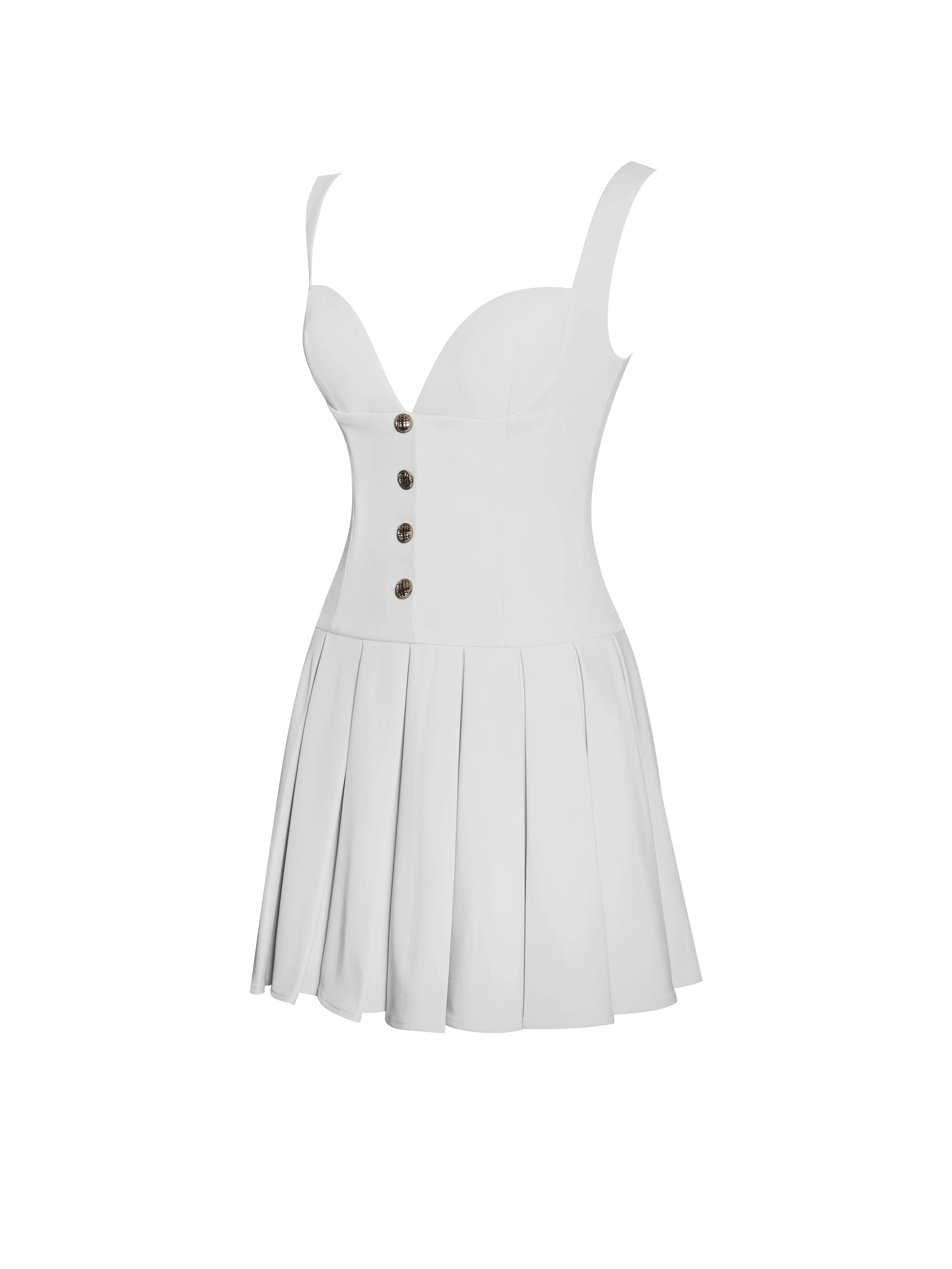 Tala White Sleeveless Pleated Preppy Mini Dress