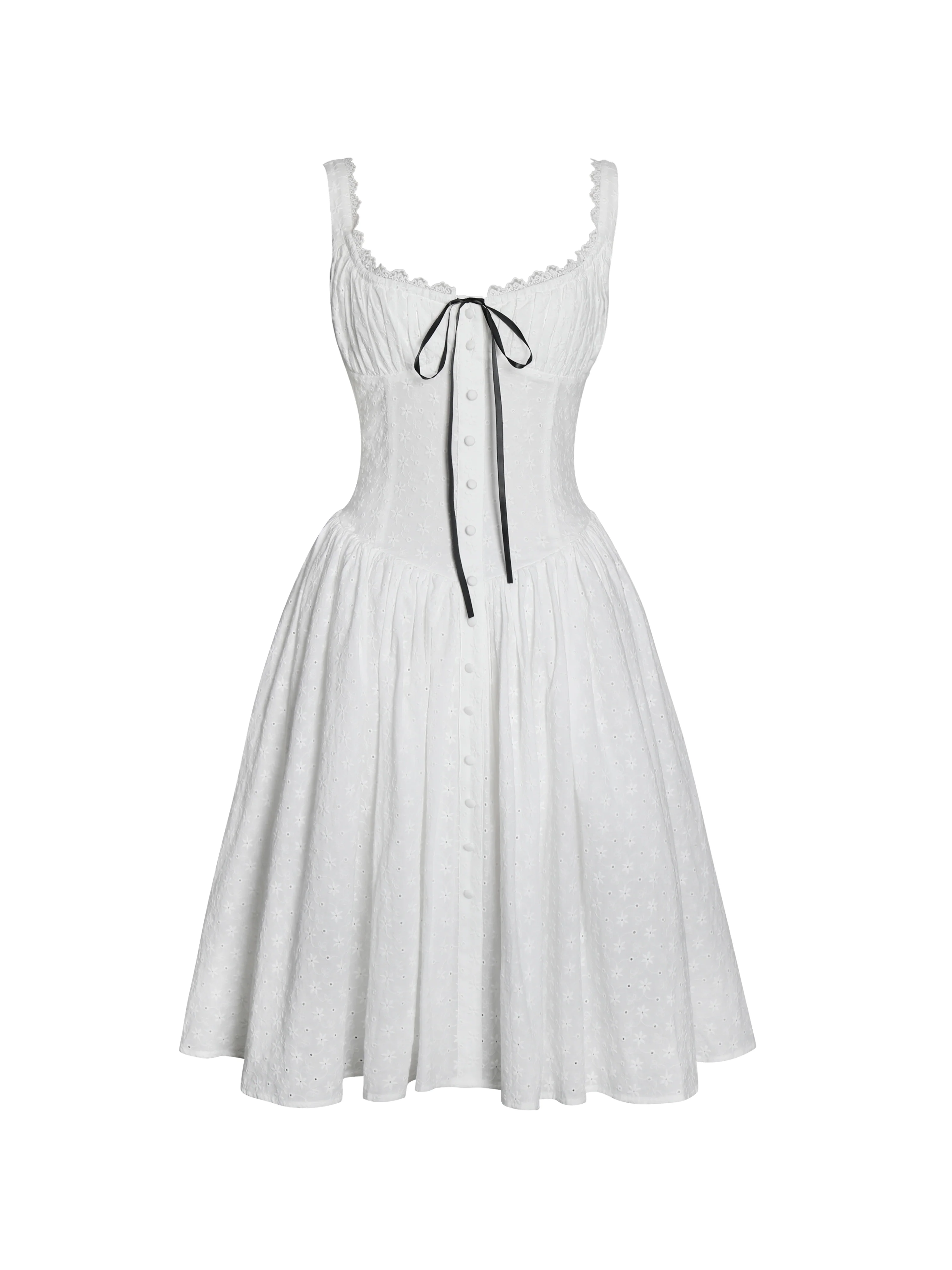 Madison Cotton Eyelet Square Neck Midi Dress