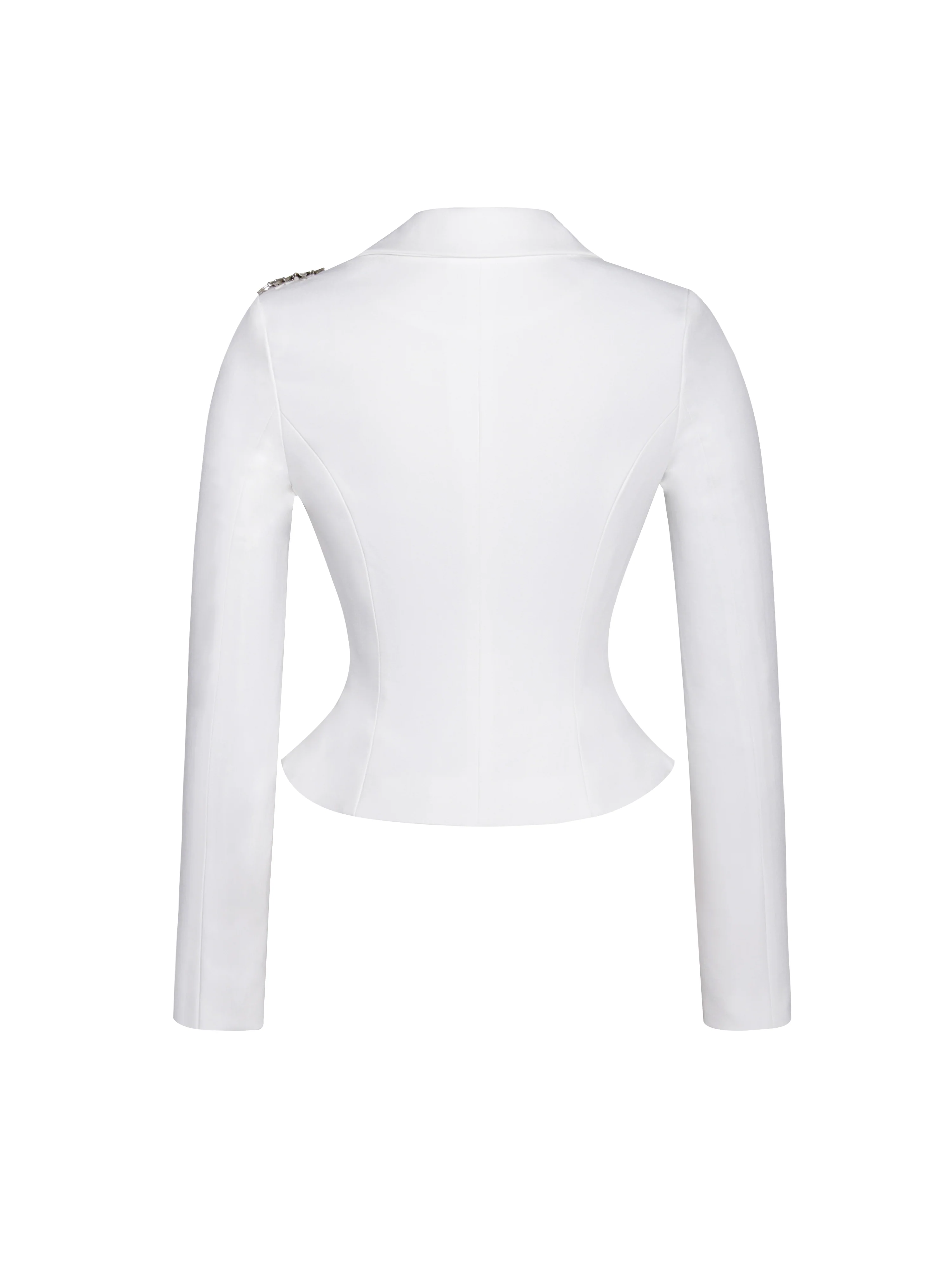 Wilda White Crystal Embellished Peplum Blazer
