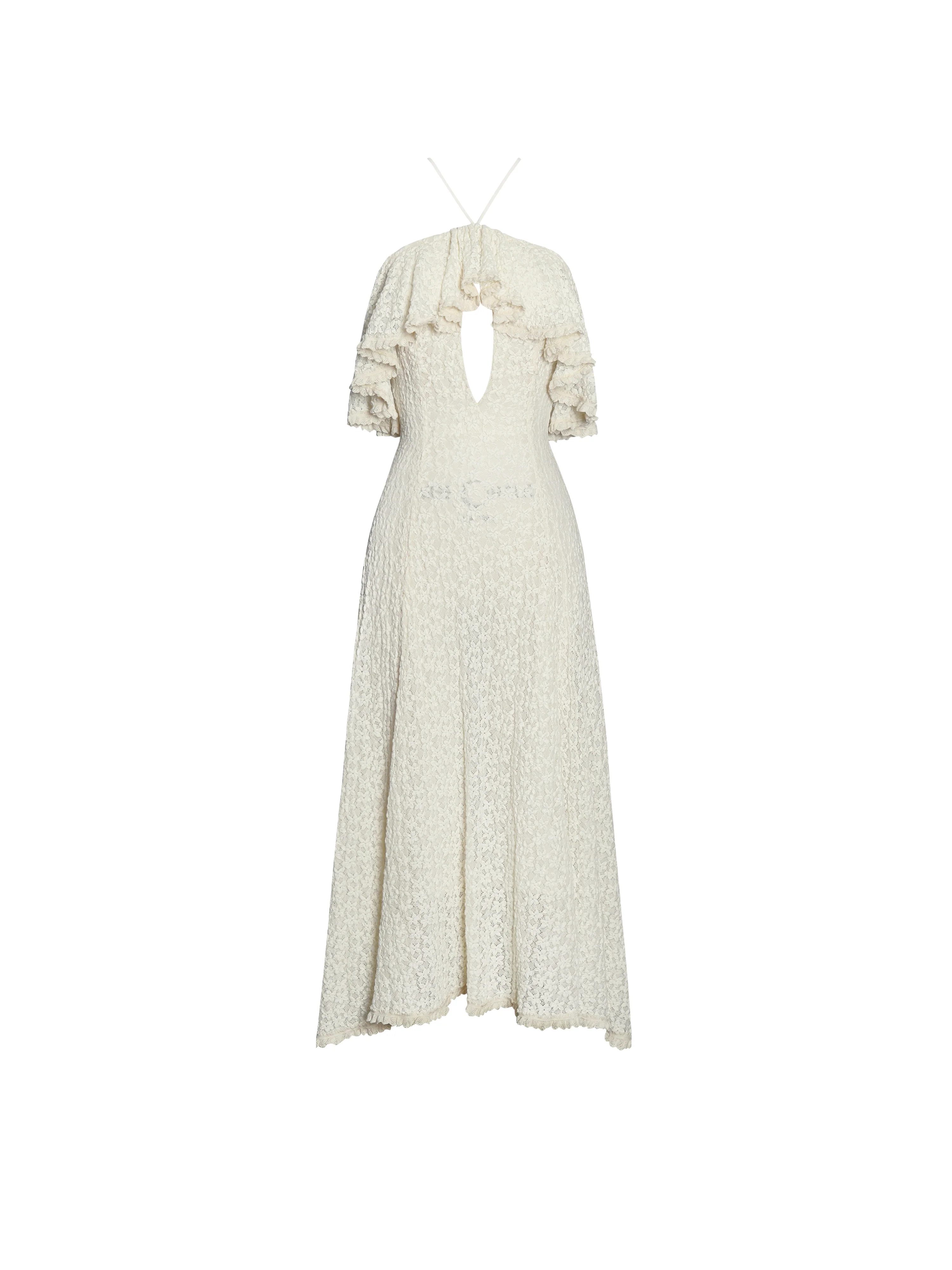 Idra Lace Trim Sleeveless Crochet Midi Trailing Dress