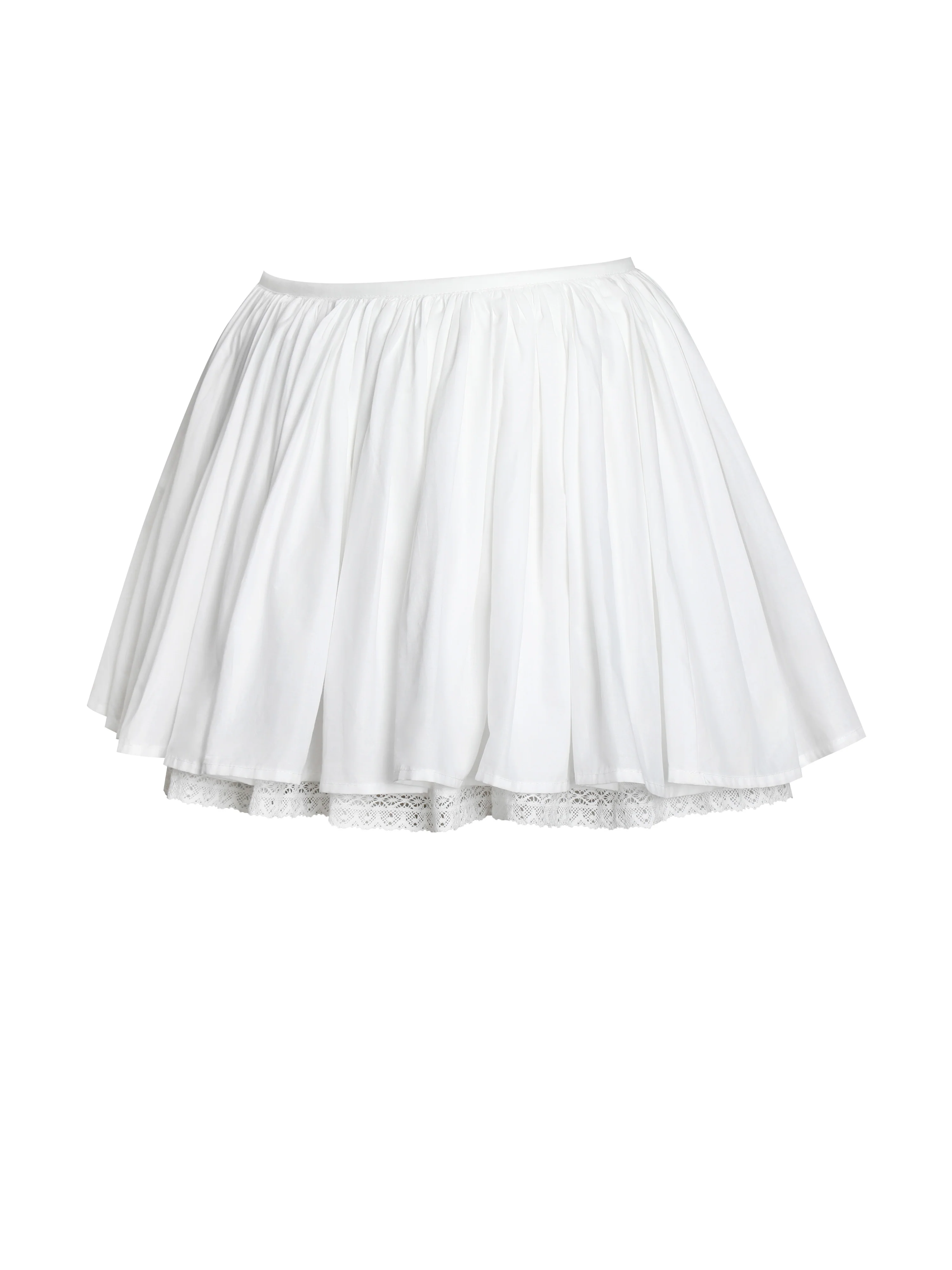Aliza Lace Trim Layered Cotton Mini Full Skirt