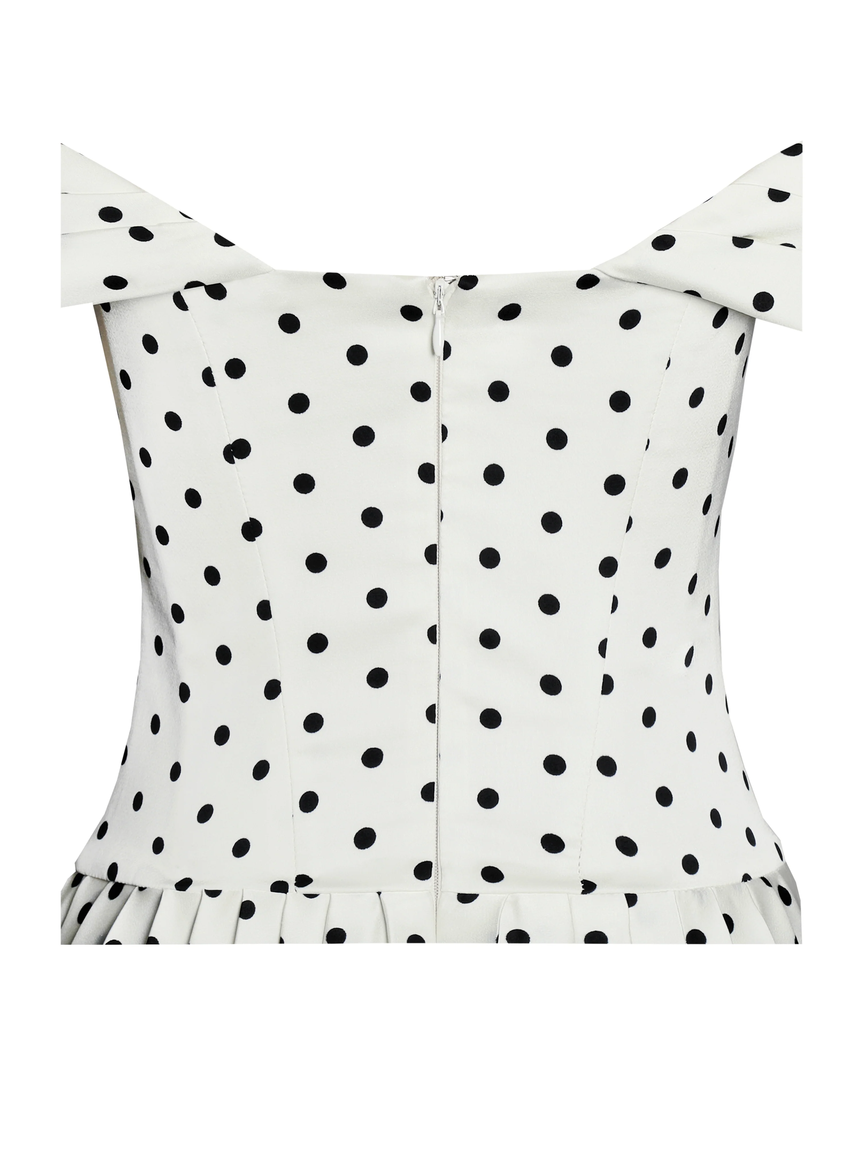 Edeline Polka Dot Off-shoulder Pleated Mini Dress