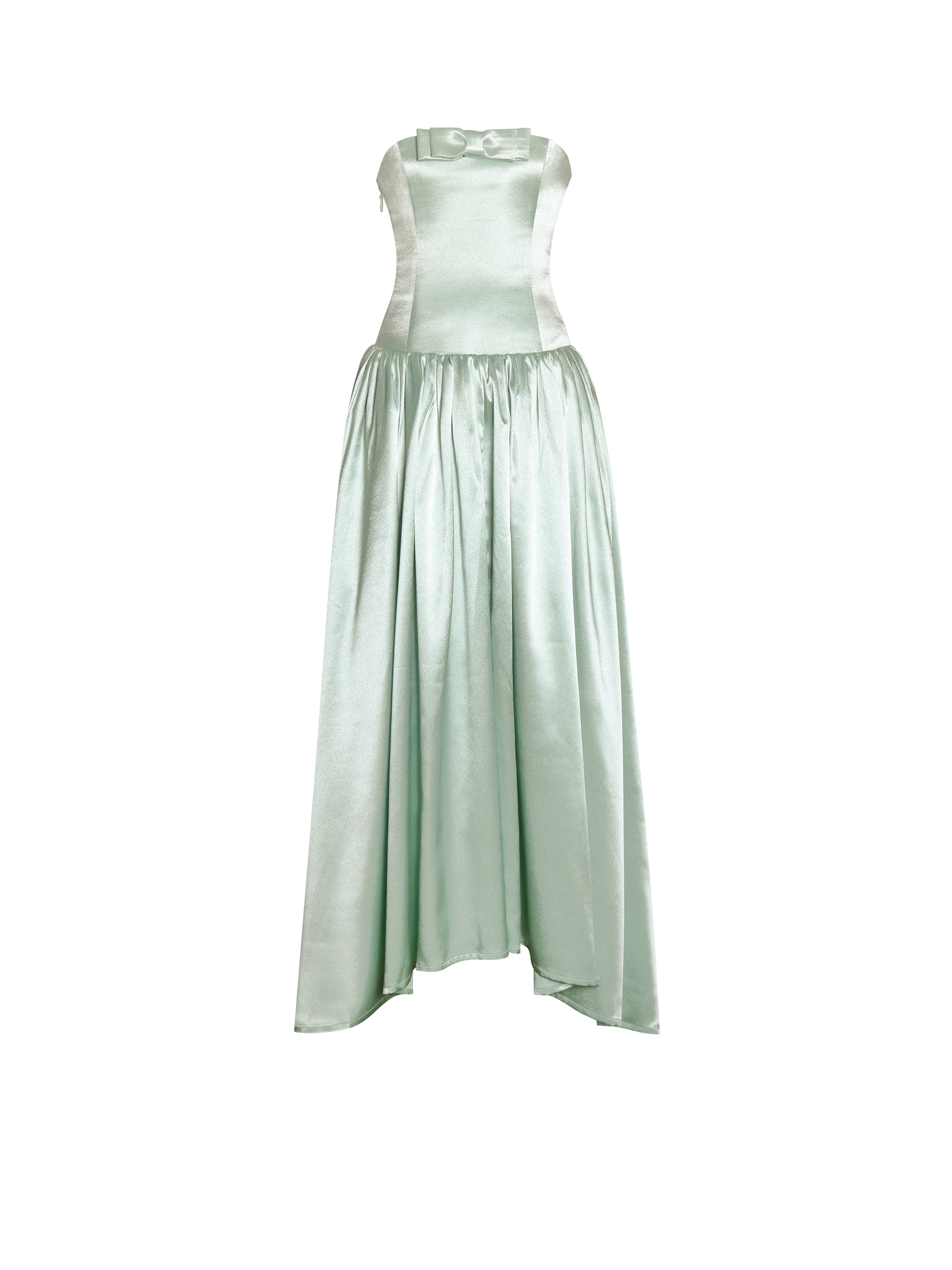 Lael Mint Green Back Button Trailing Gown