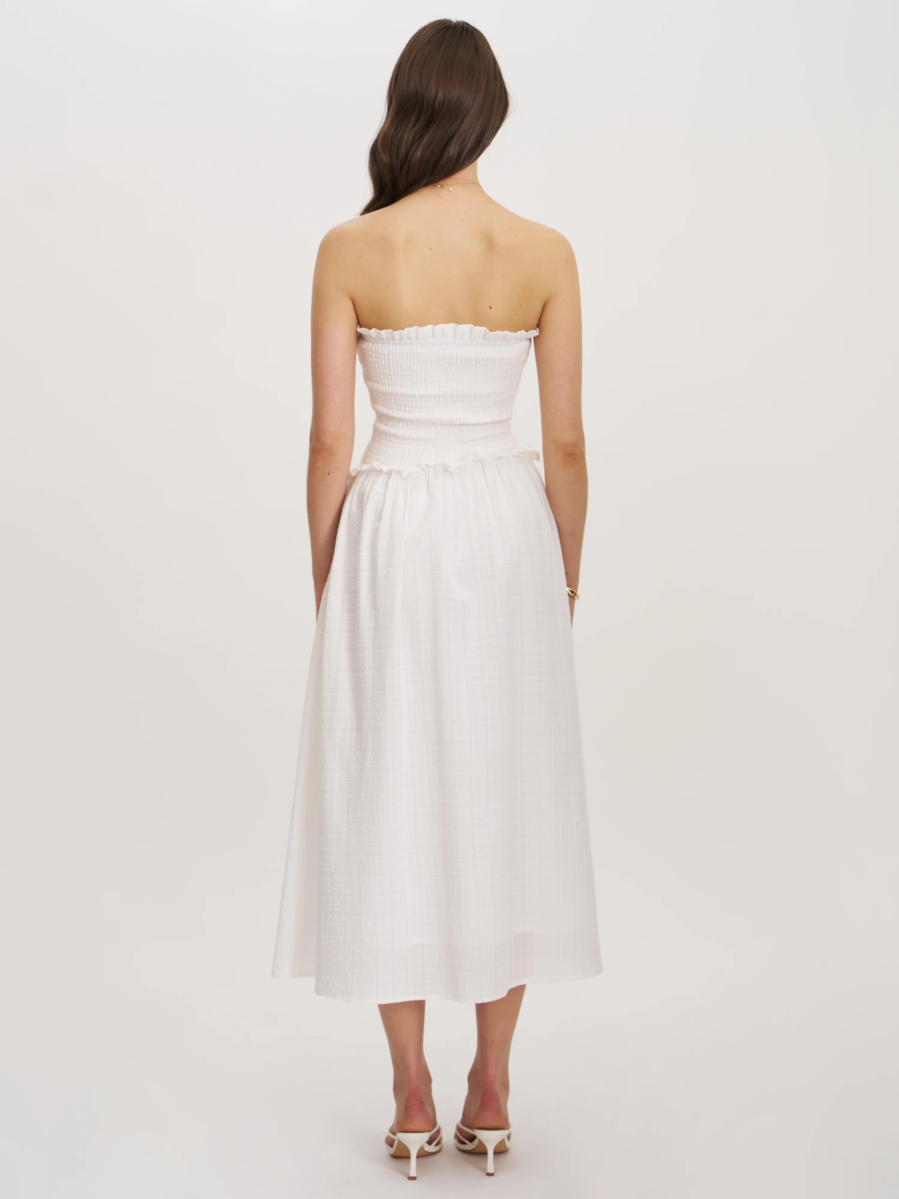 Quadiya Smock Top Strapless Drop Waist Midi Dress