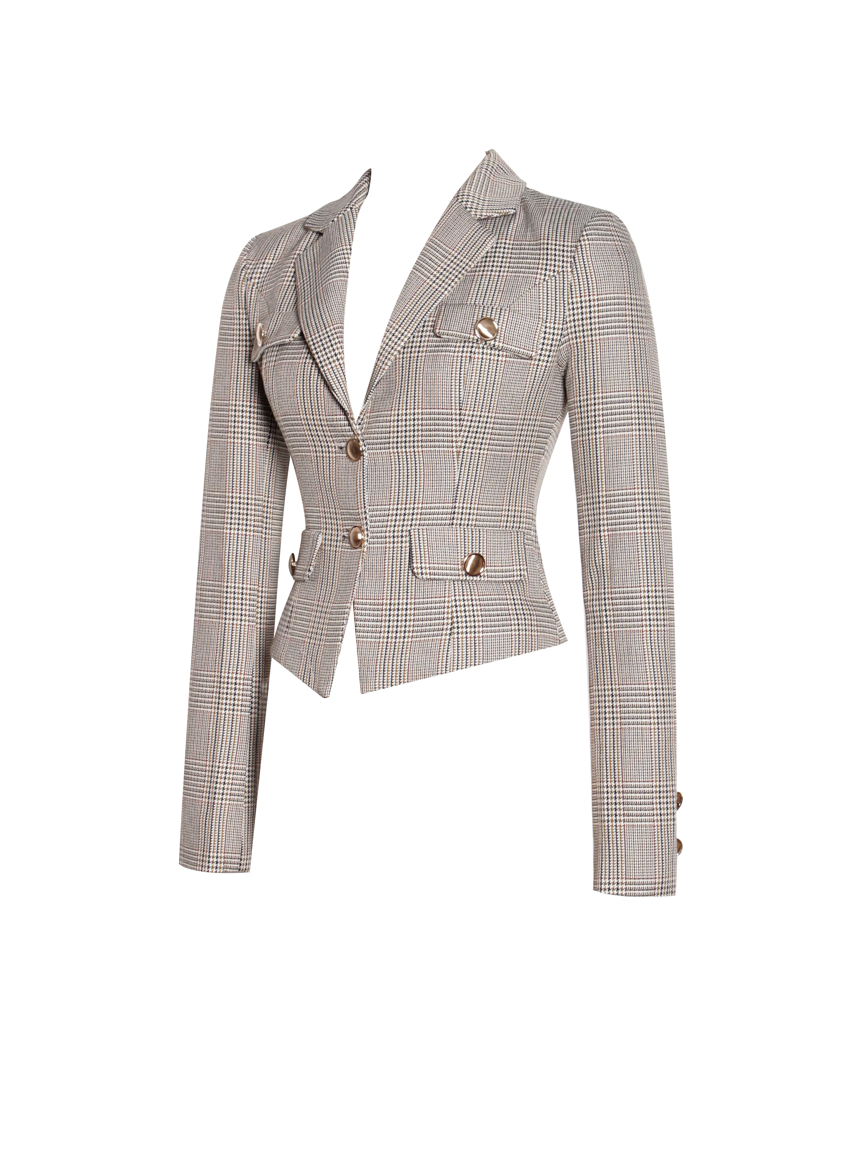 Oakley Brown Plaid Preppy Style Blazer Jacket