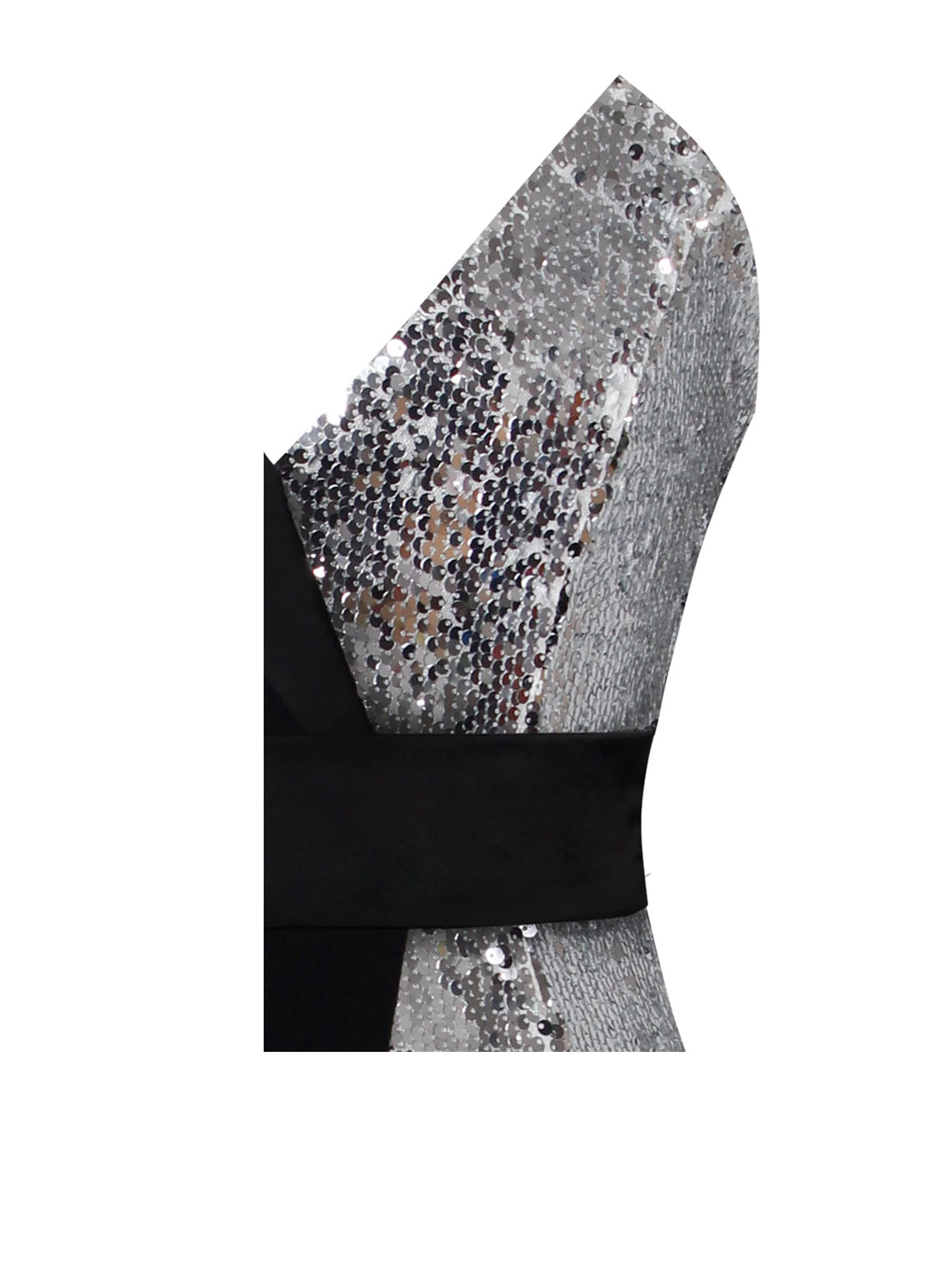 Silver Night Black Sequin Crepe Tuxedo Blazer Dress