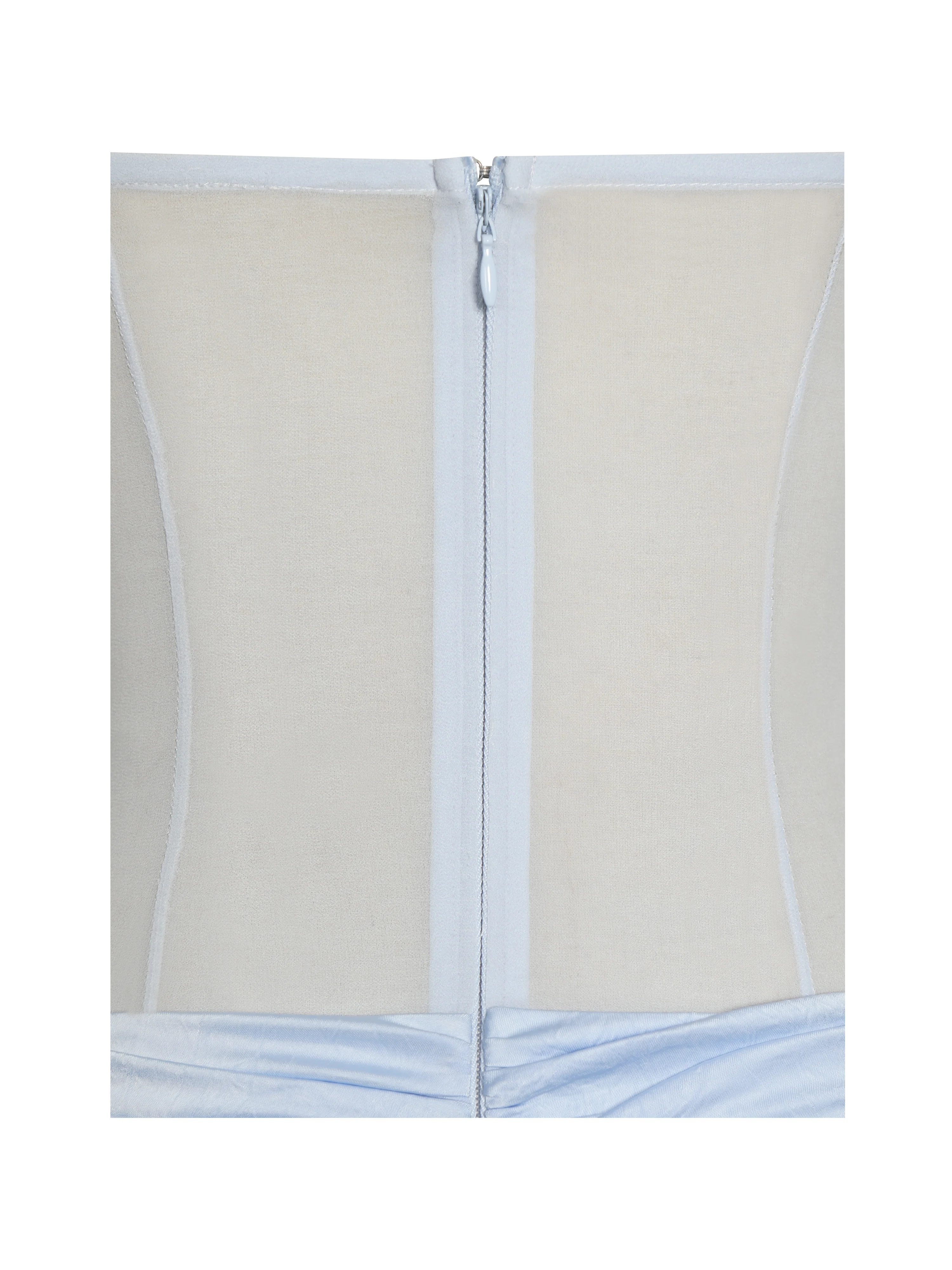 Lacy Blue Ruched Breast High Slit Chiffon Dress