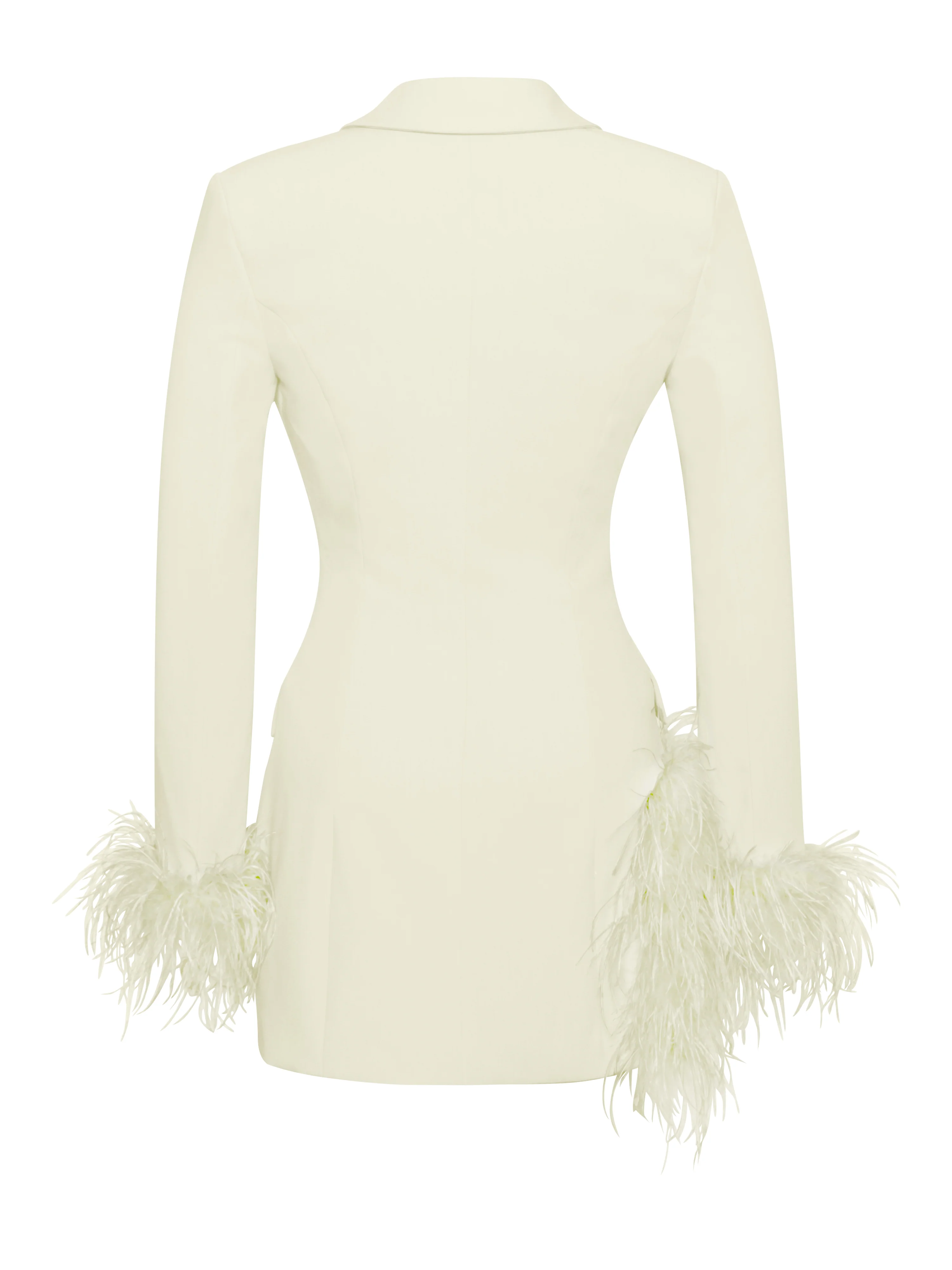 Madeline Pearl White Feather Trim Blazer Dress