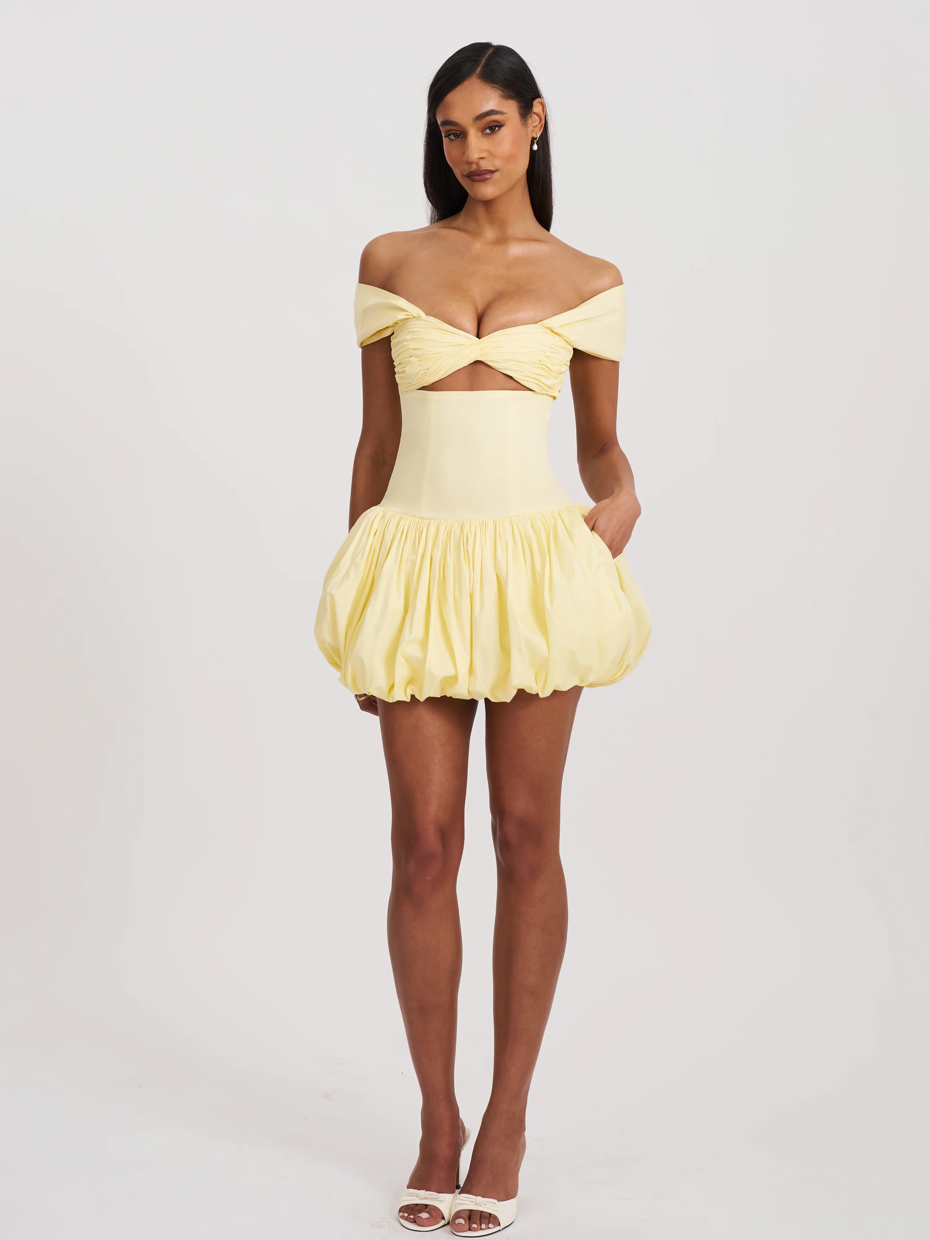 Umika Butter Yellow Bubble Hem Mini Dress