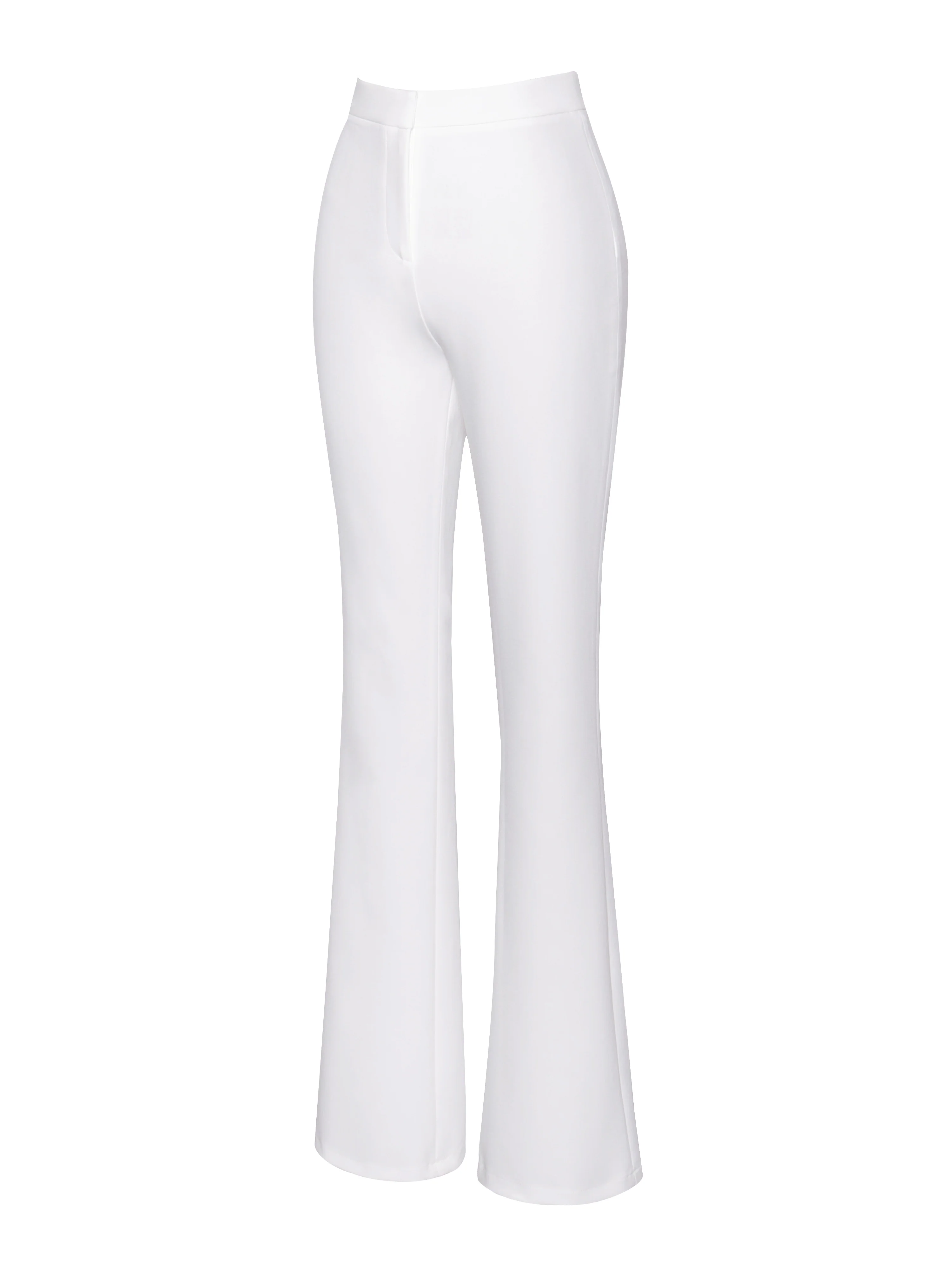 Waleria White Stretch Crepe Flare Pants