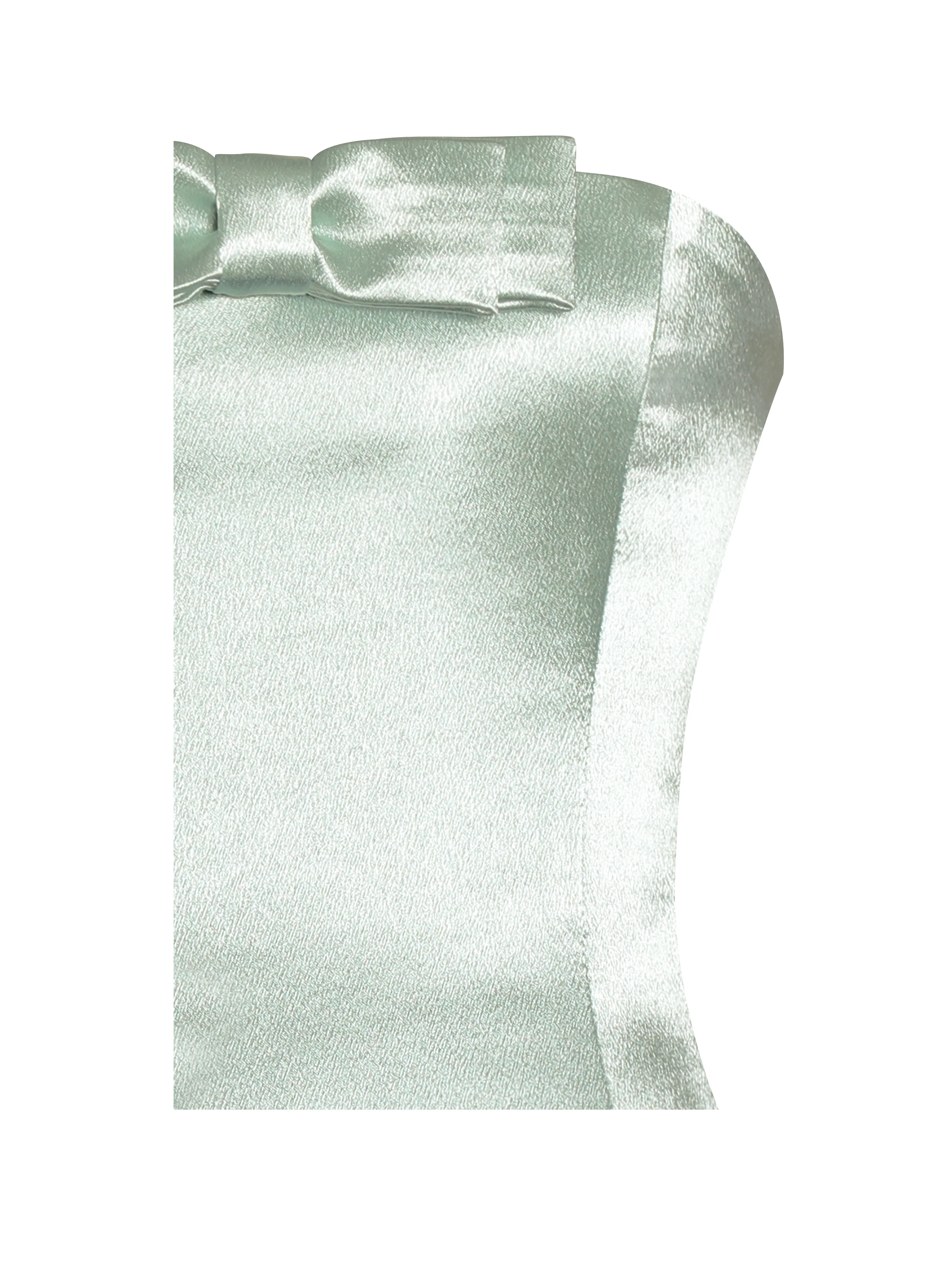 Lael Mint Green Back Button Trailing Gown