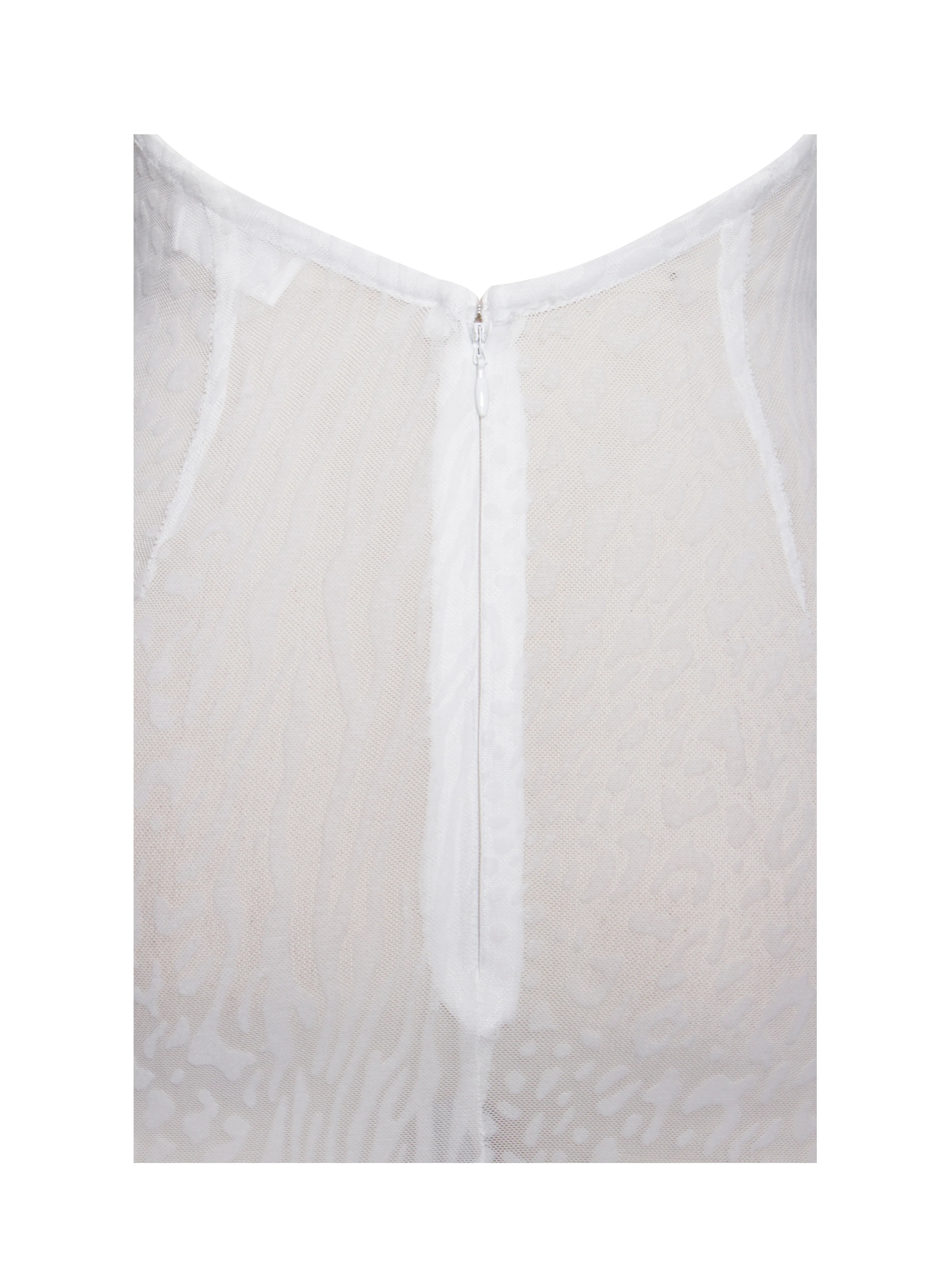 Olena White Burnout Velvet Animal Print Mesh Halter Neck Maxi Dress