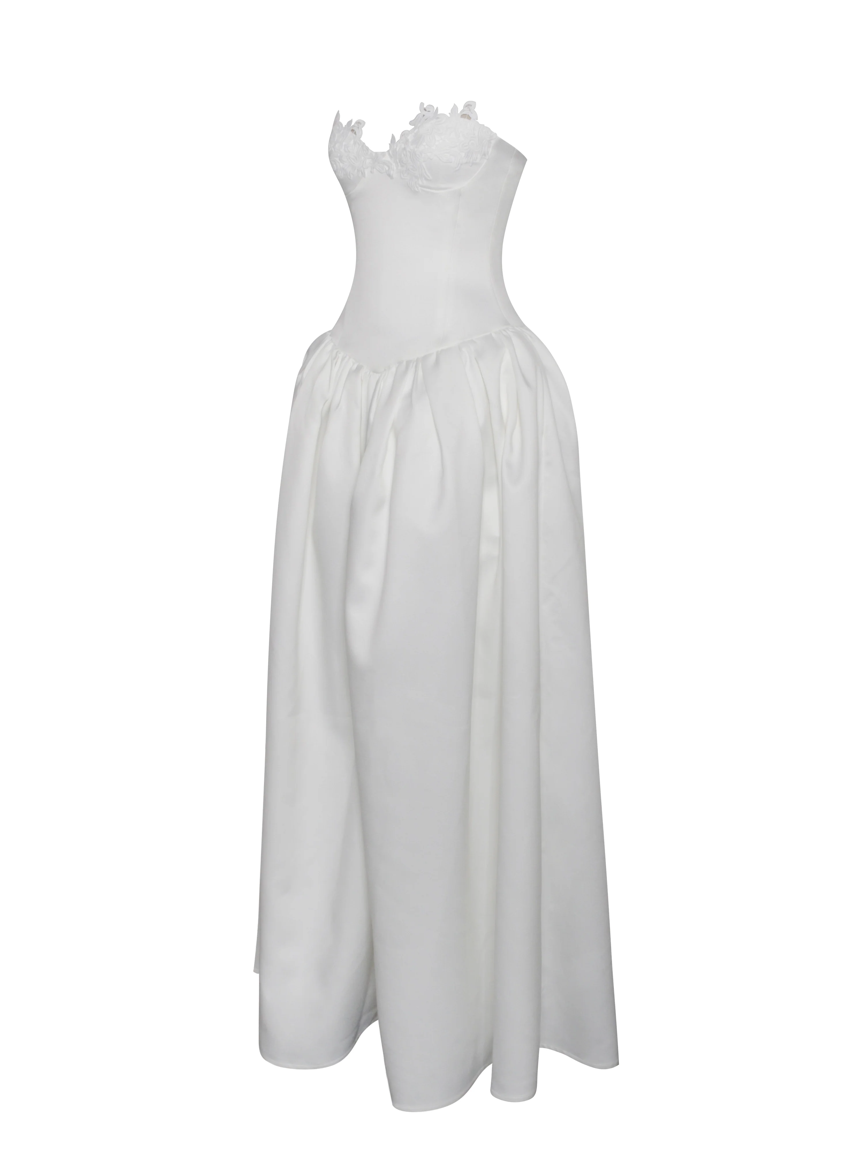 Naila Lace Trim Strapless Drop Waist Wedding Gown