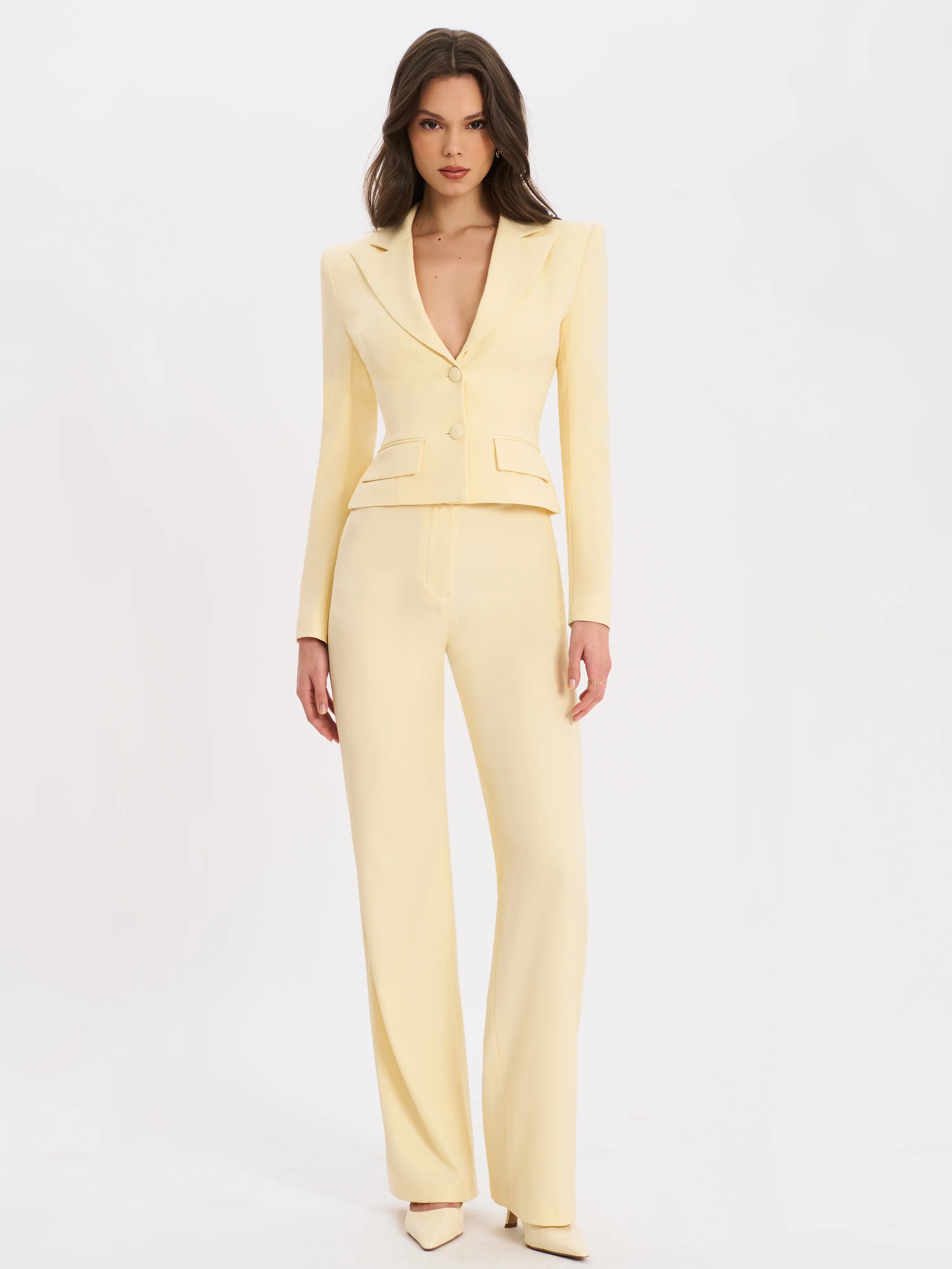Quinnie Butter Yellow Slim Suit Pants