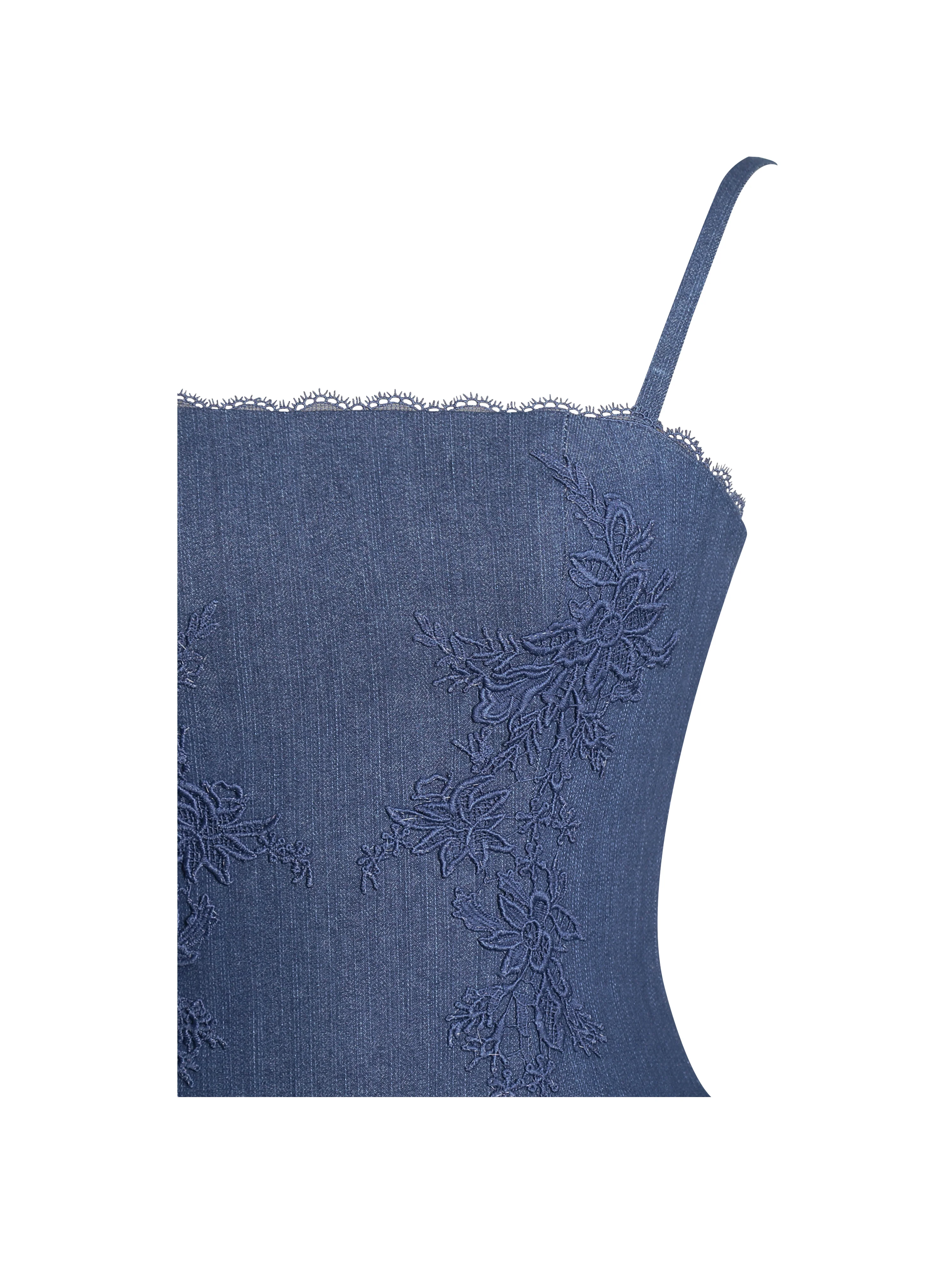 Zafira Cotton Denim Drop Waist Corset Mini Dress