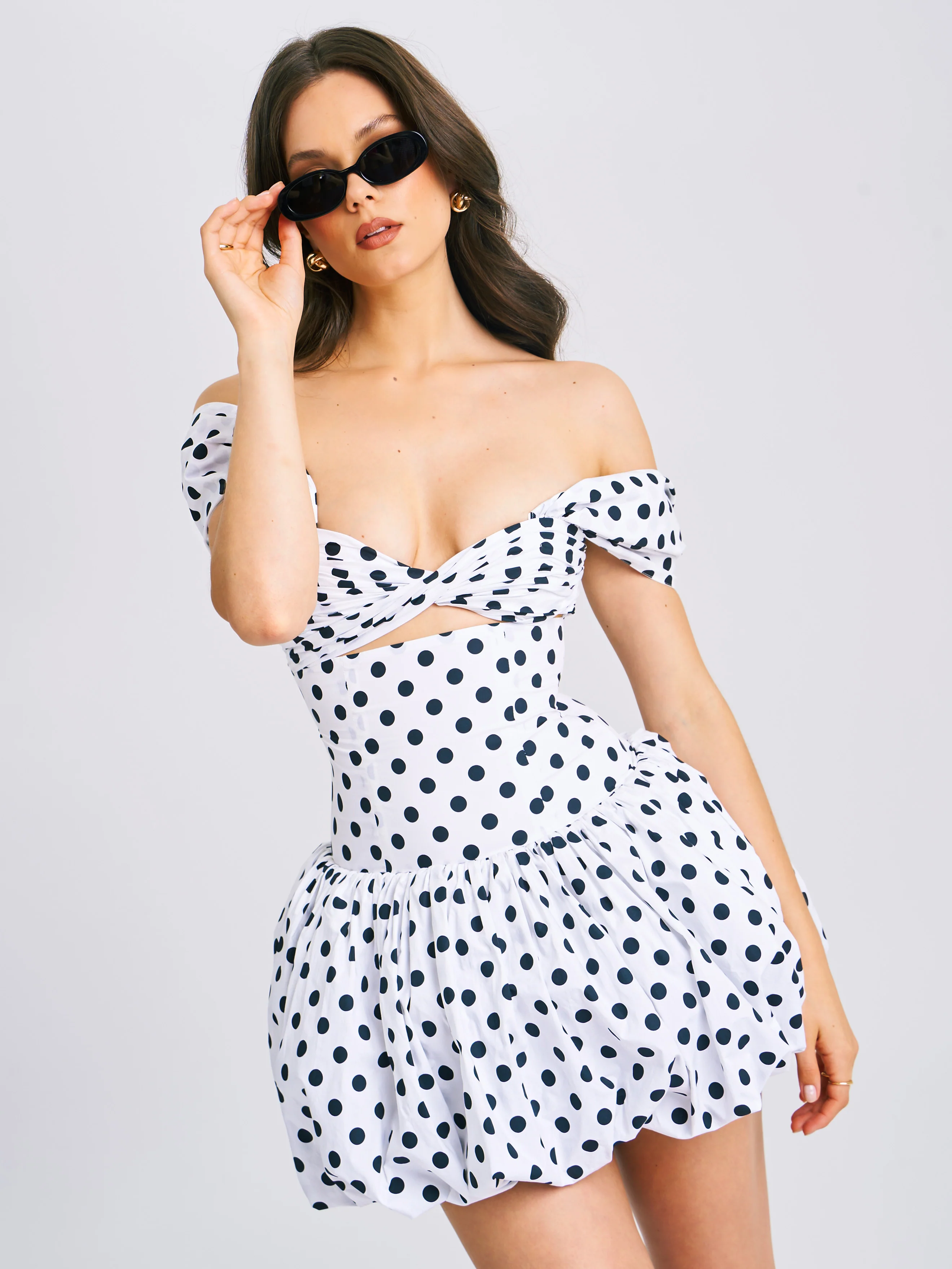 Umika Polka Dots Bubble Hem Mini Dress