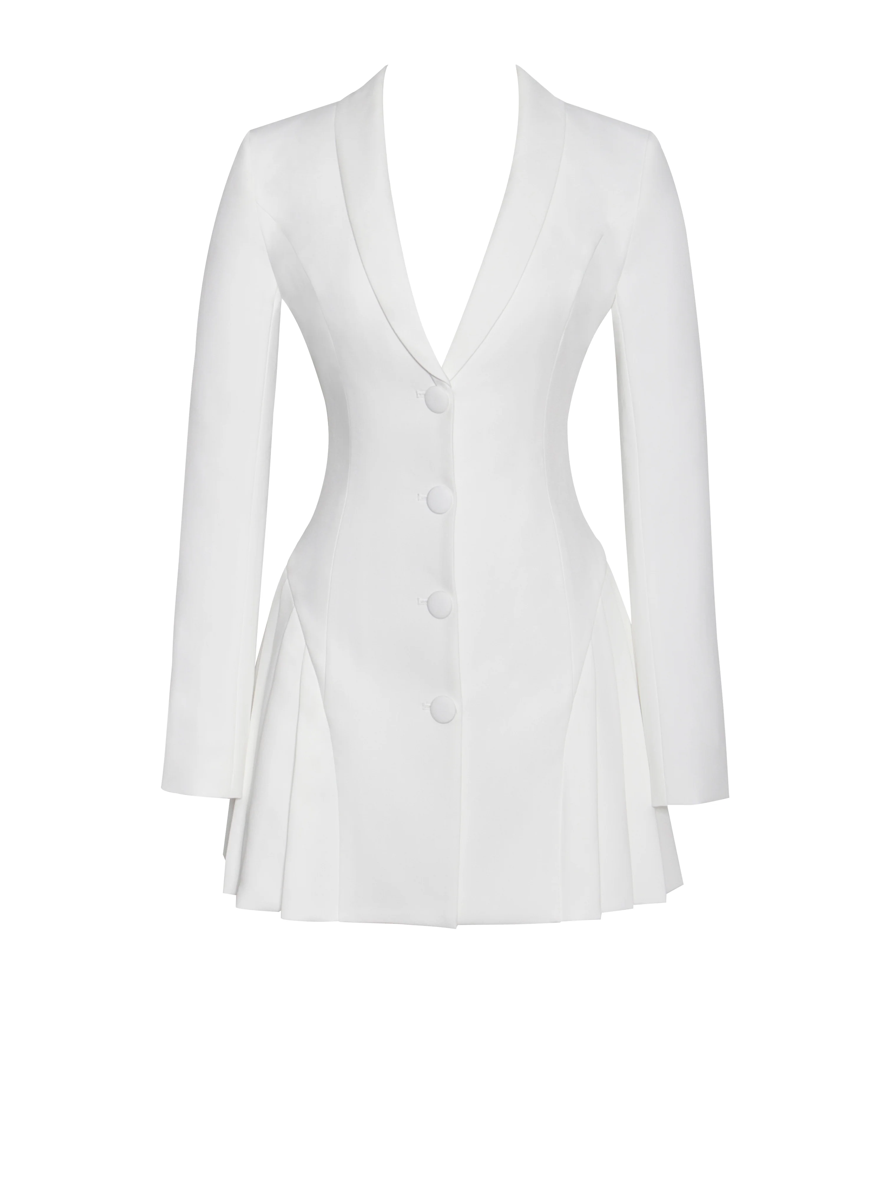 Delia White Blazer Dress with Pleated Detail