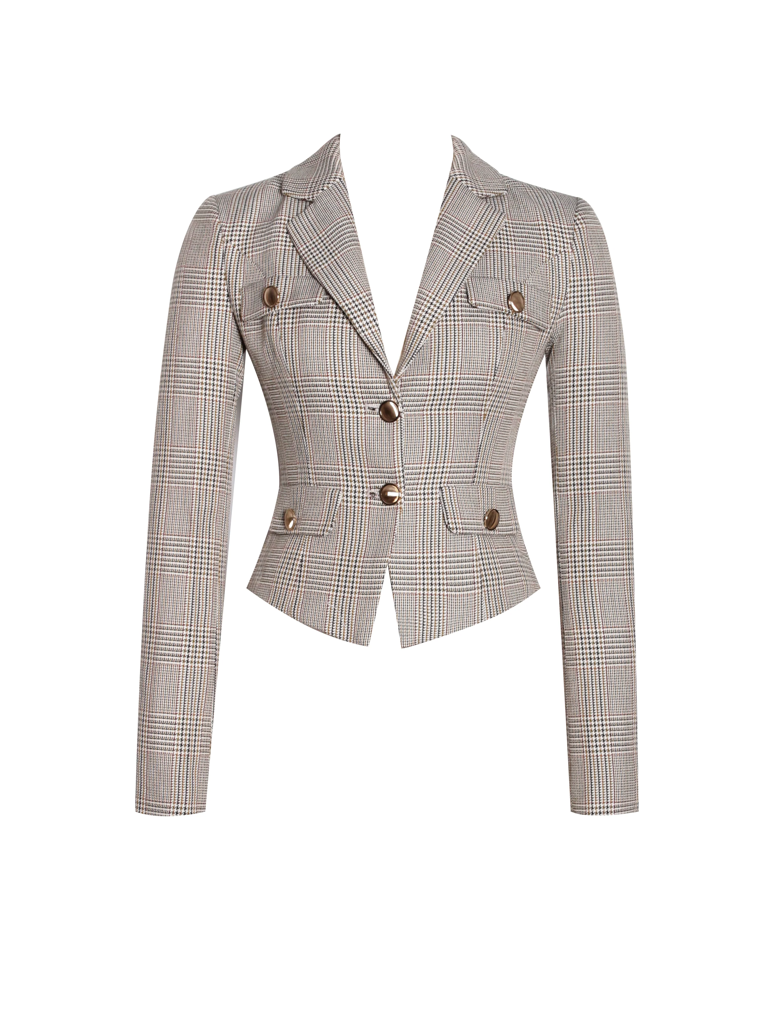 Oakley Brown Plaid Preppy Style Blazer Jacket