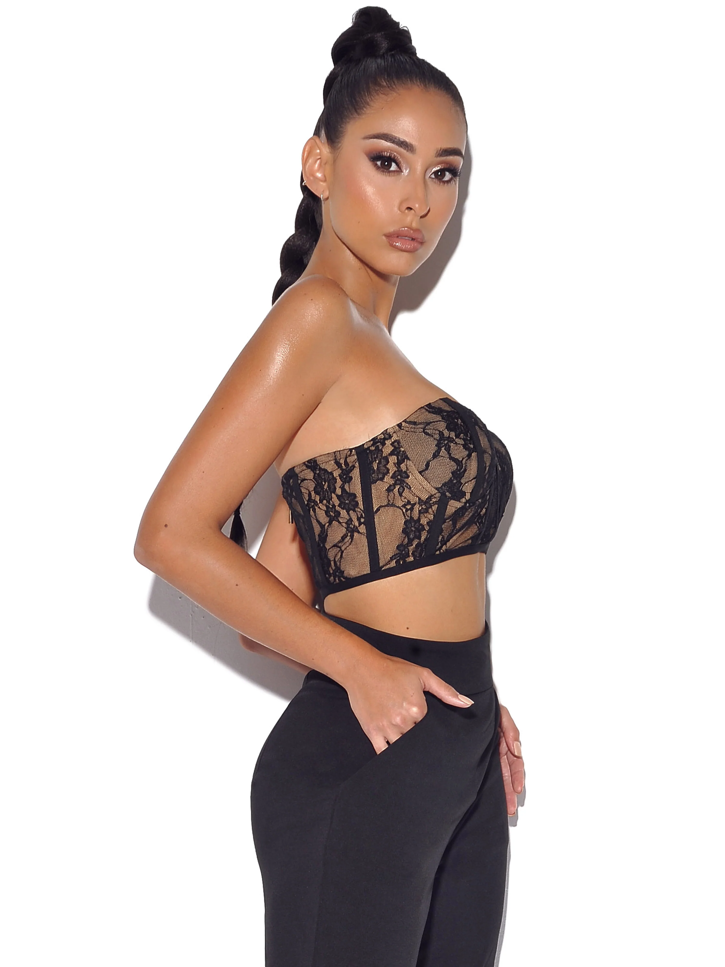 New Romantics Black Lace Corset Top