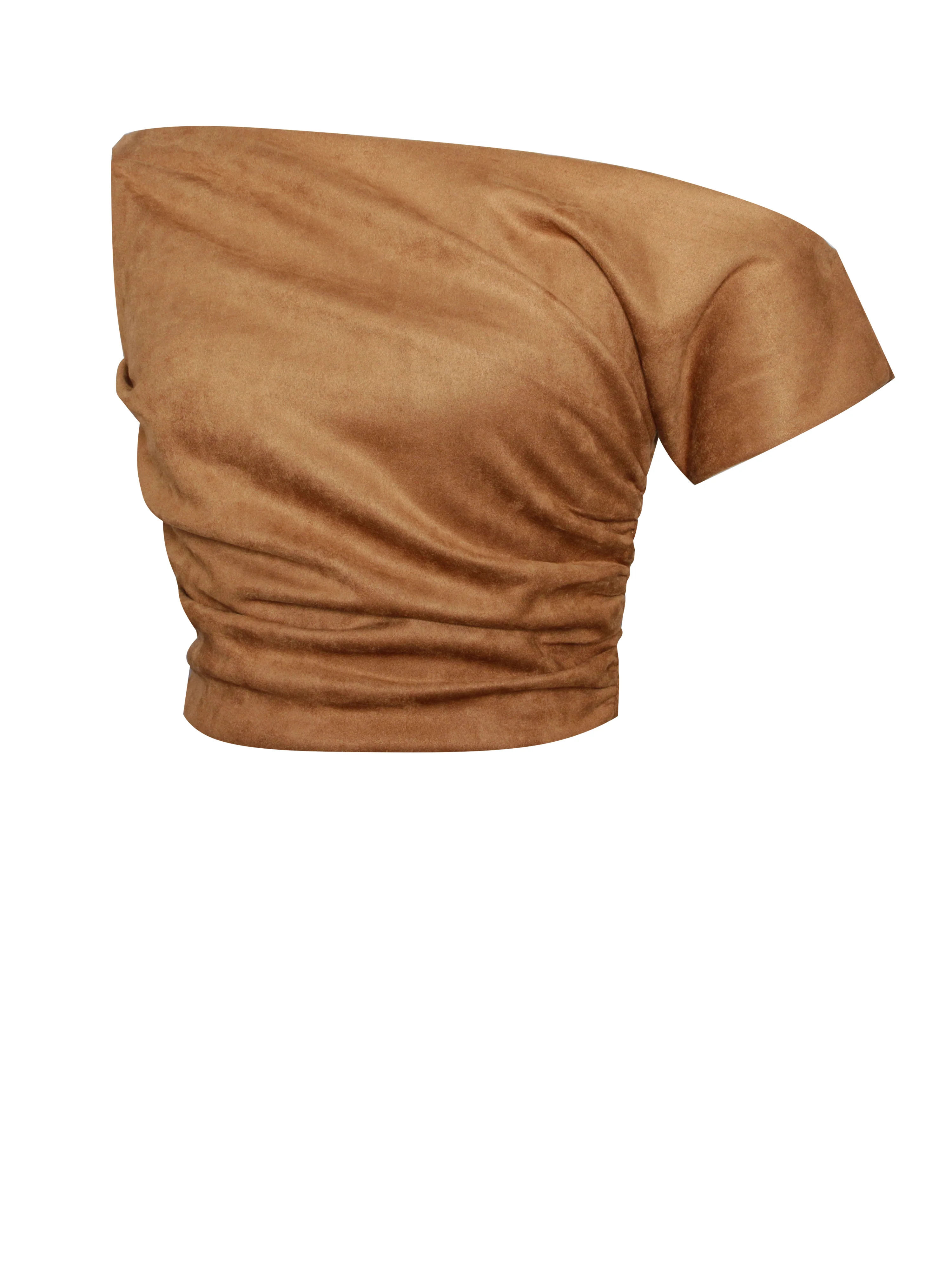 Yara Brown Suede Slash Neck Tank Top