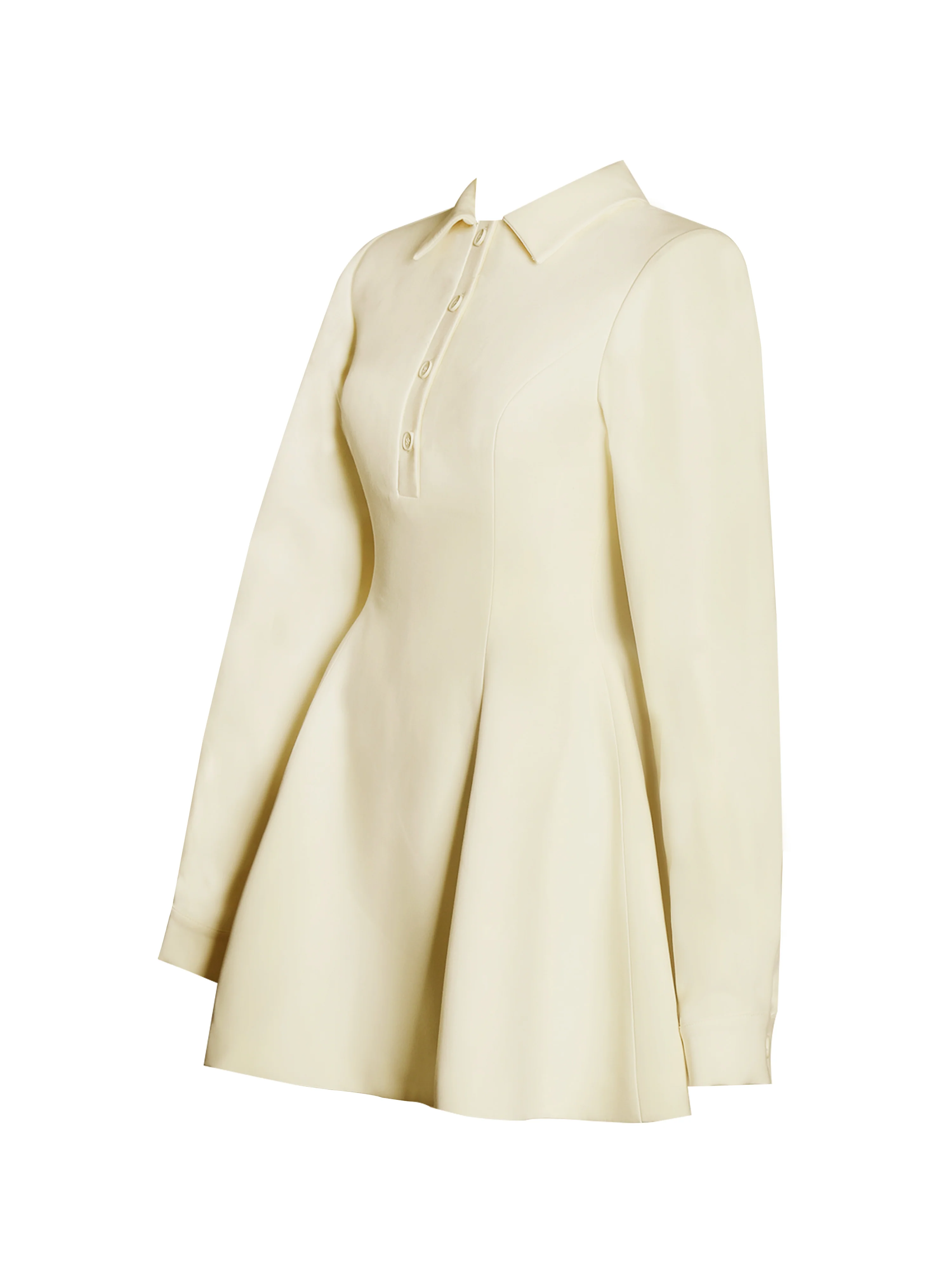 Obelia Off White Long Sleeve Polo Mini Dress