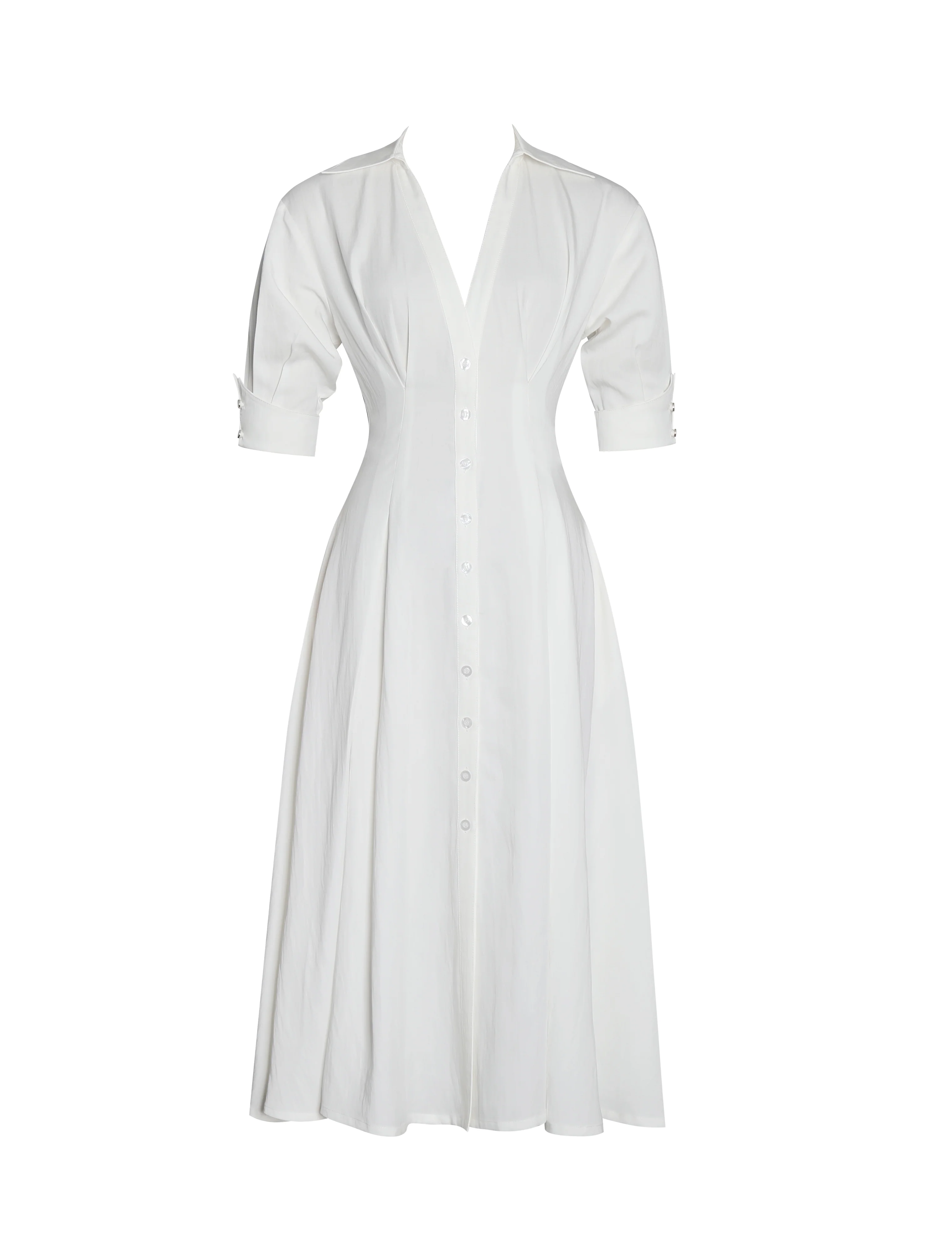 Palina Lyocell Pleated Midi Preppy Shirt Dress