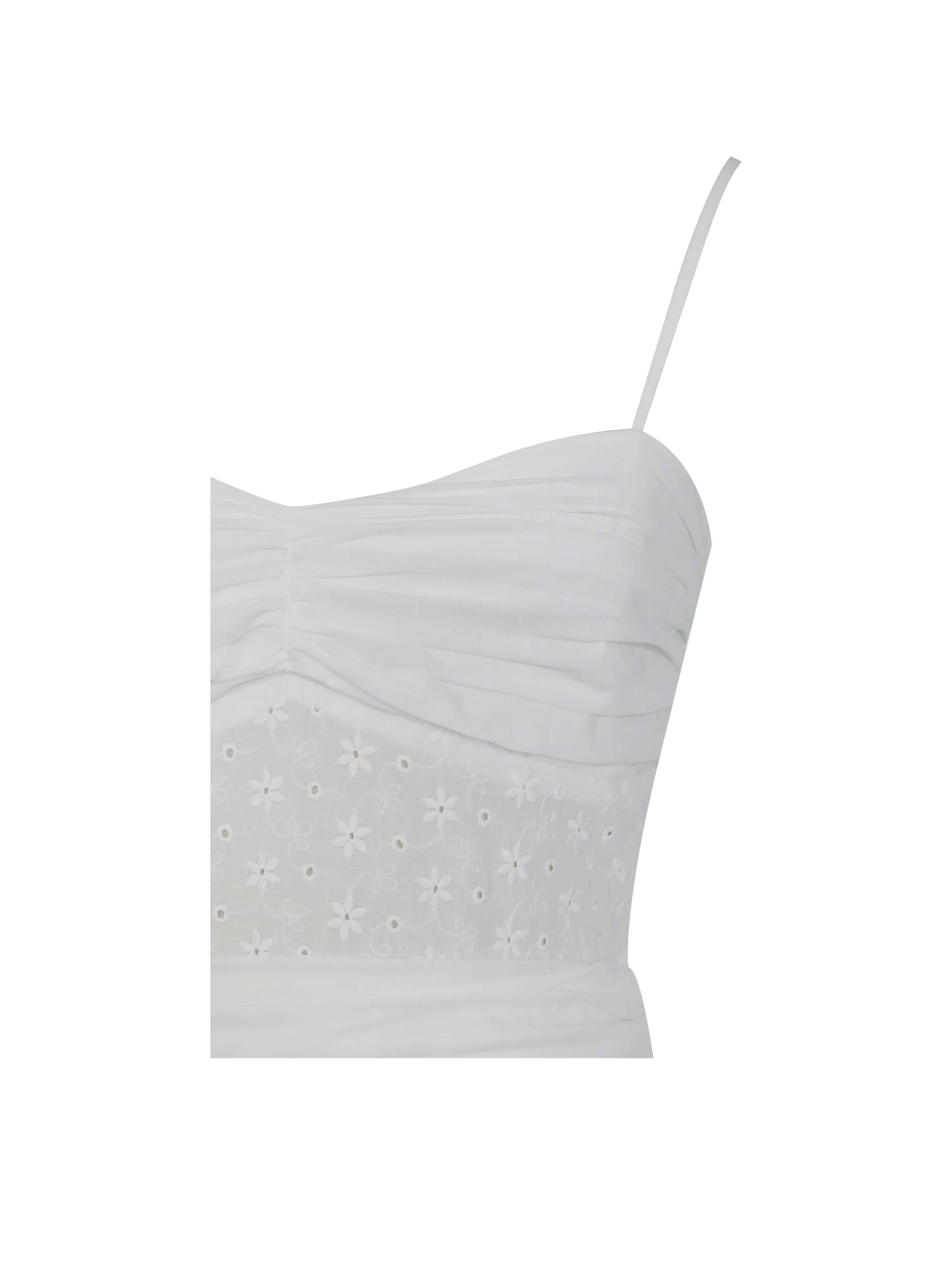 Maelis White Eyelet Drop Waist Cotton Midi Dress