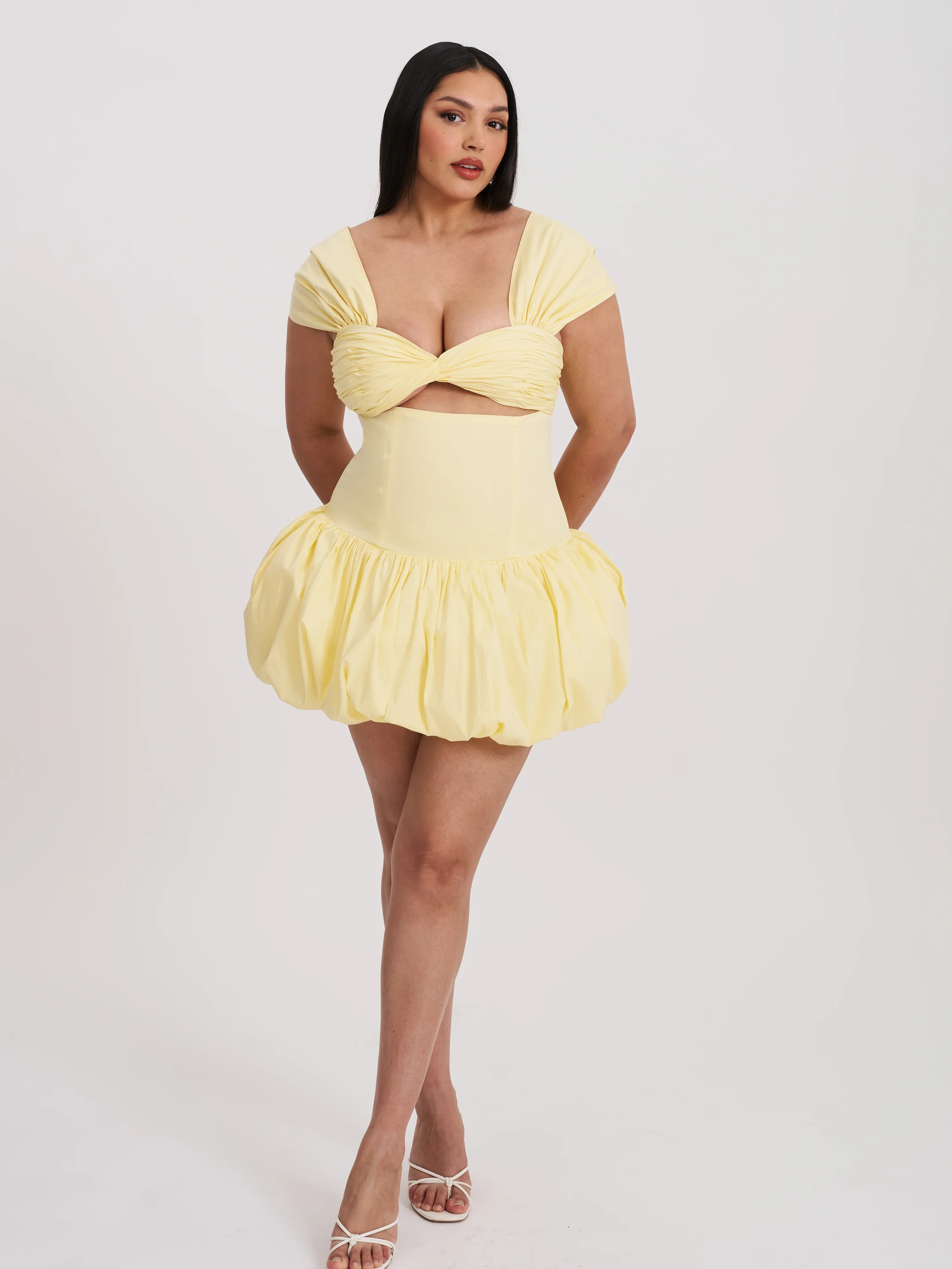 Umika Butter Yellow Bubble Hem Mini Dress