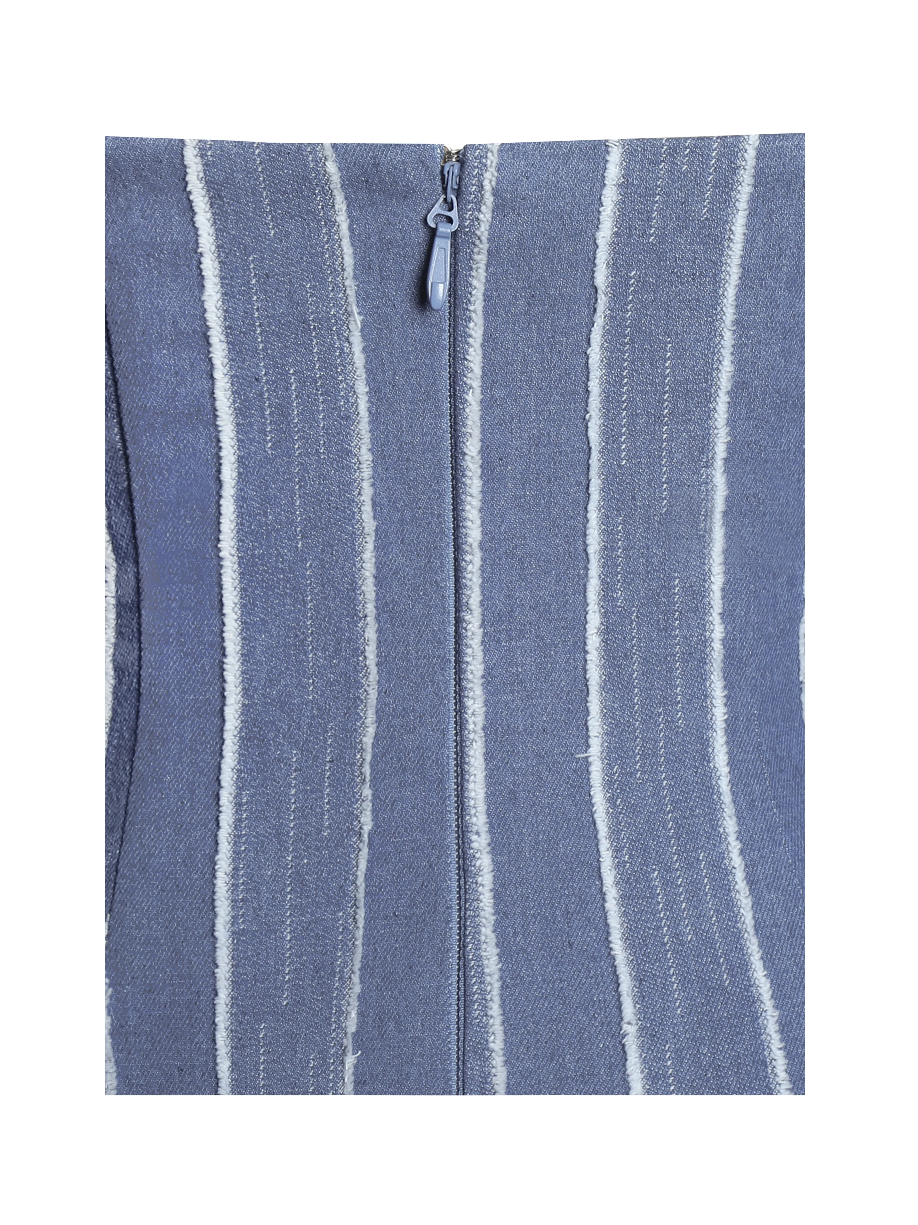 Abygail Stripe Cotton Denim Maxi Dress