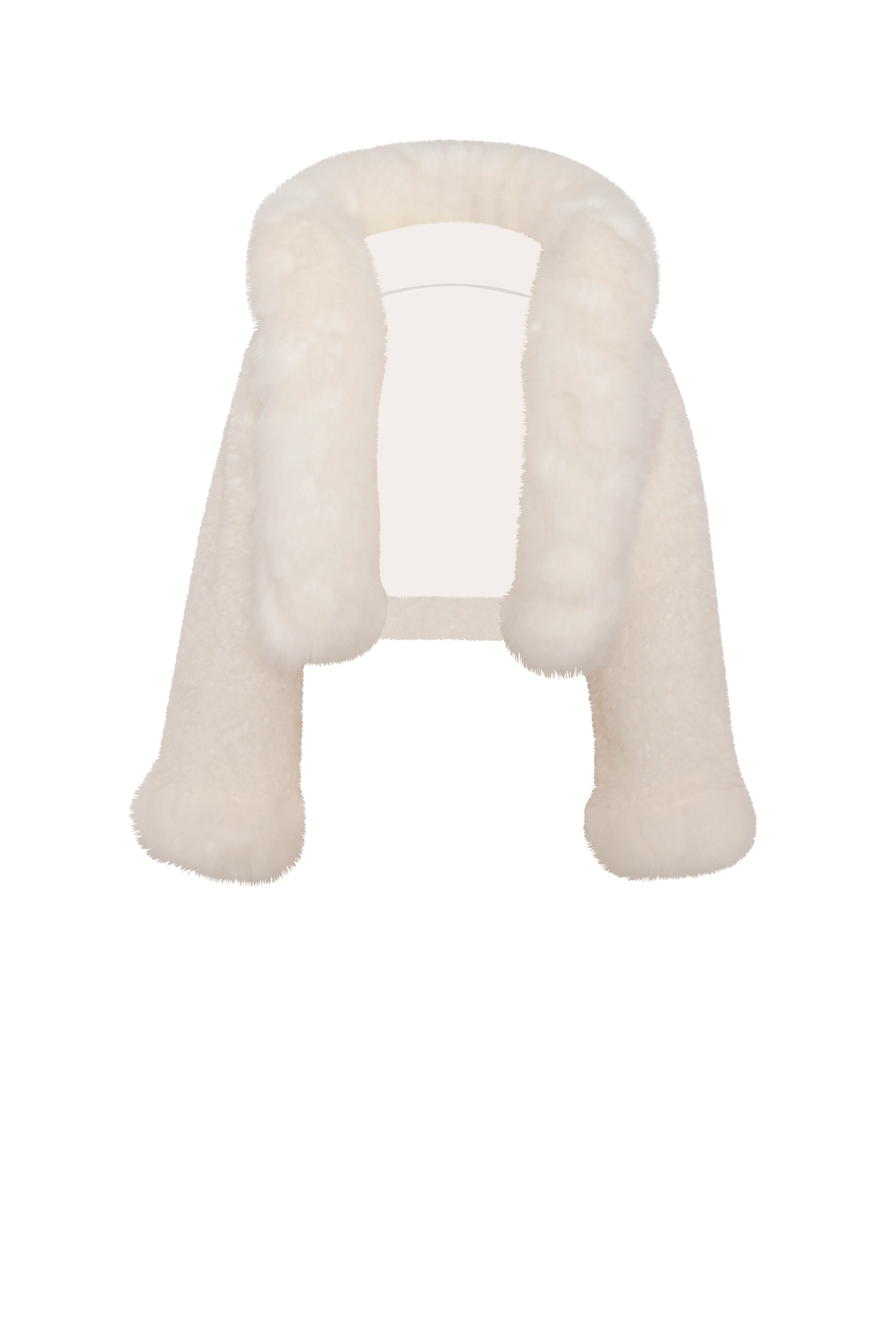 Kali White Cropped Vegan Fur Jacket With Hood