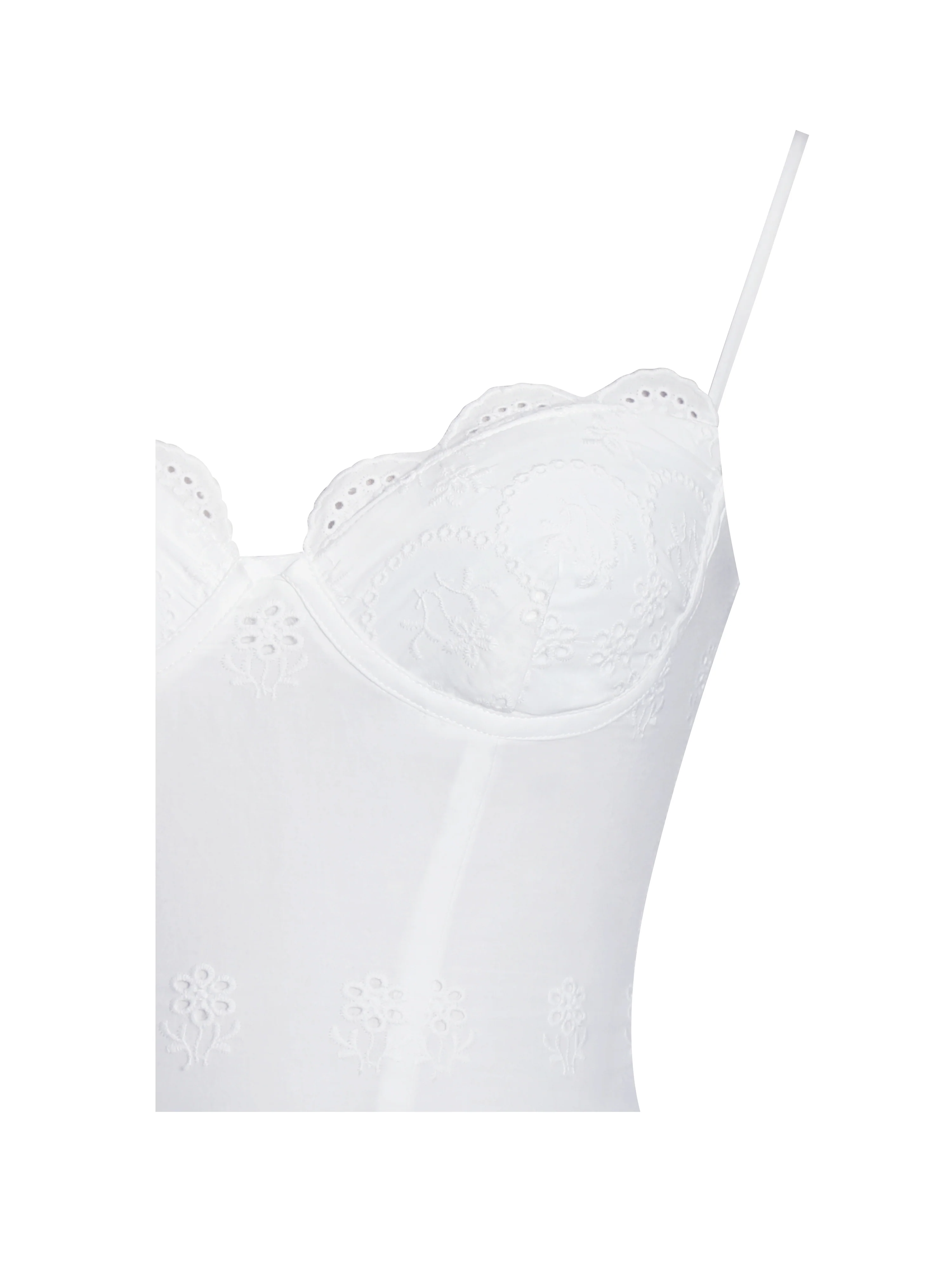 Oberon White Cotton Eyelet Lace-Up Back Maxi Dress