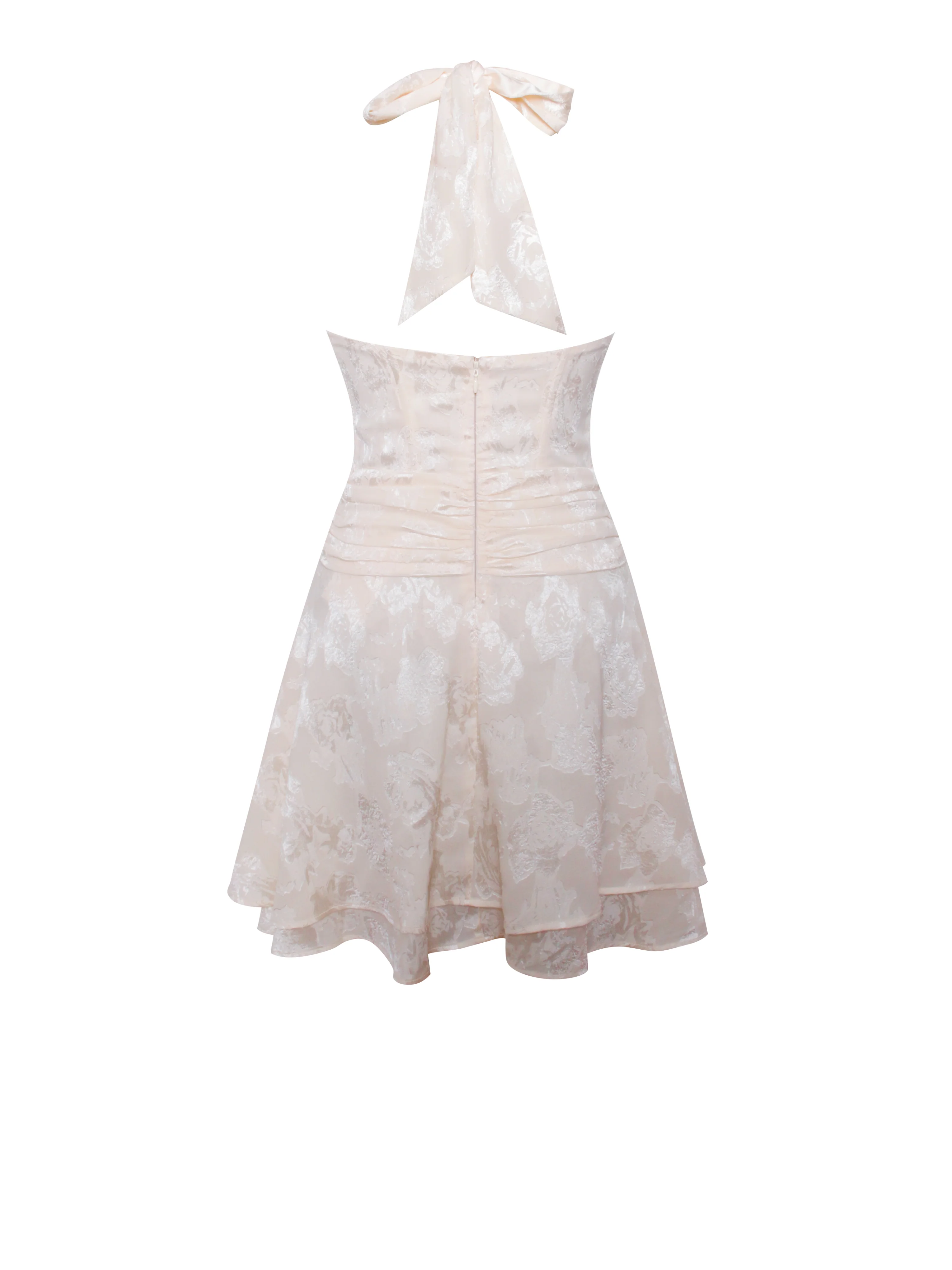 Quintana Jacquard Textured Slit Halter Mini Dress