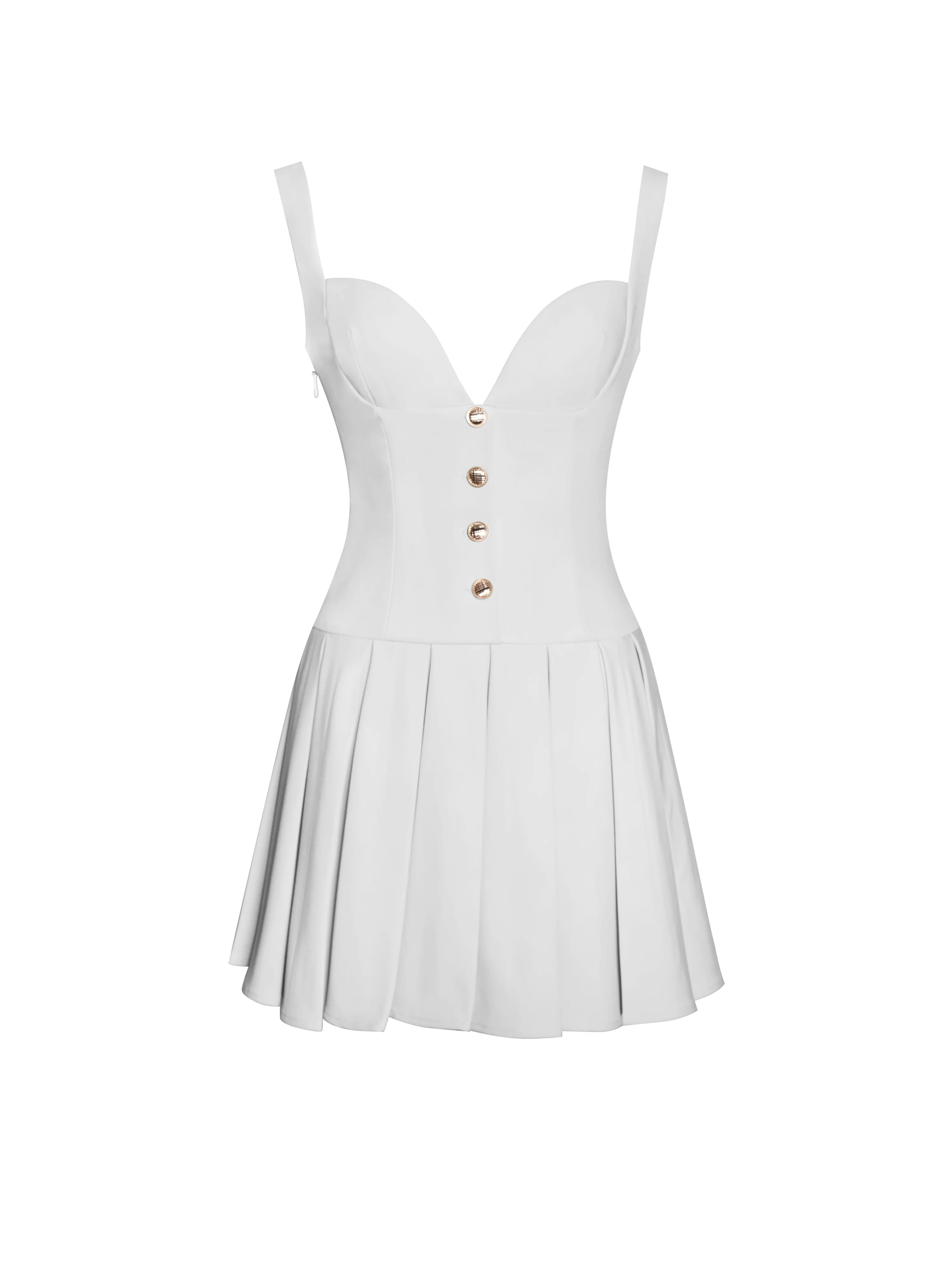 Tala White Sleeveless Pleated Preppy Mini Dress