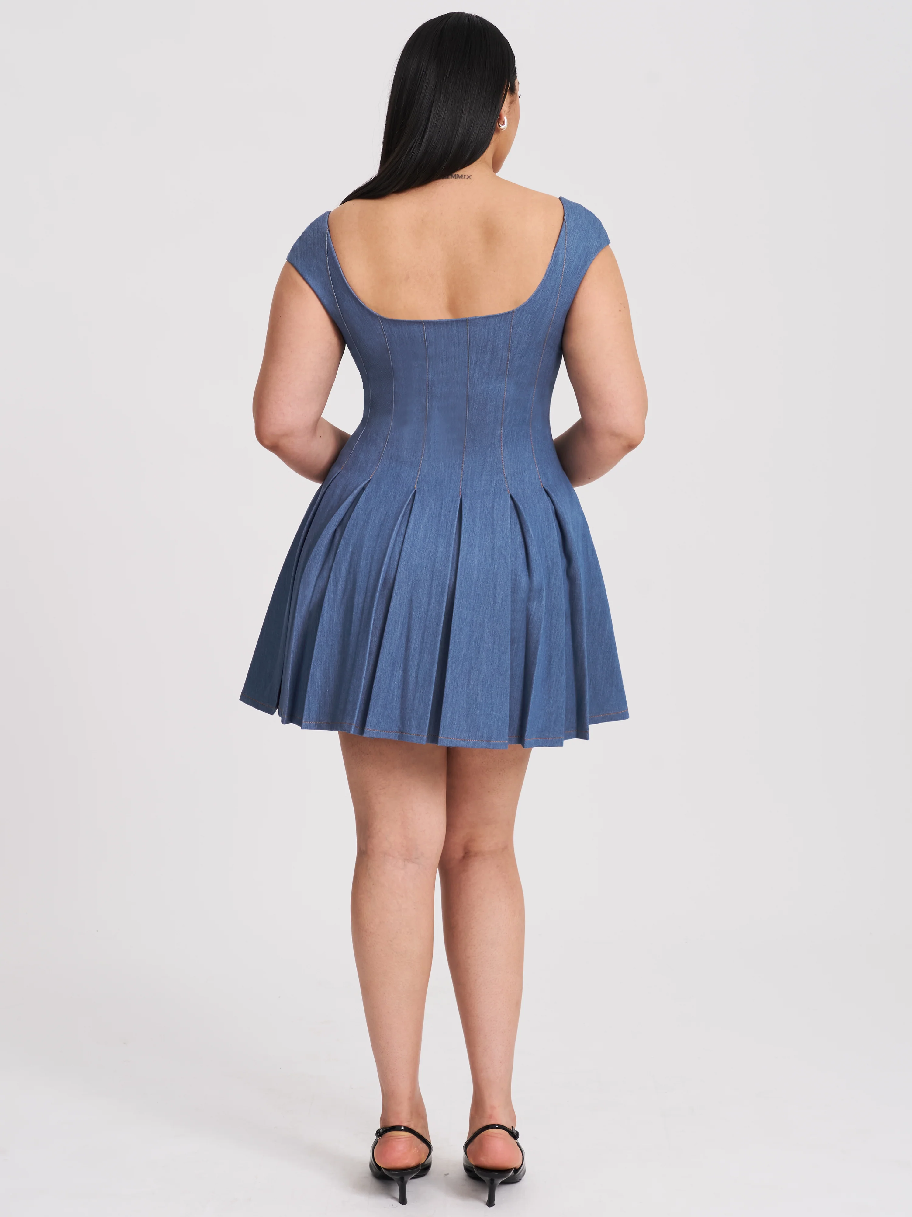 Sada Pleated Denim Mini Dress