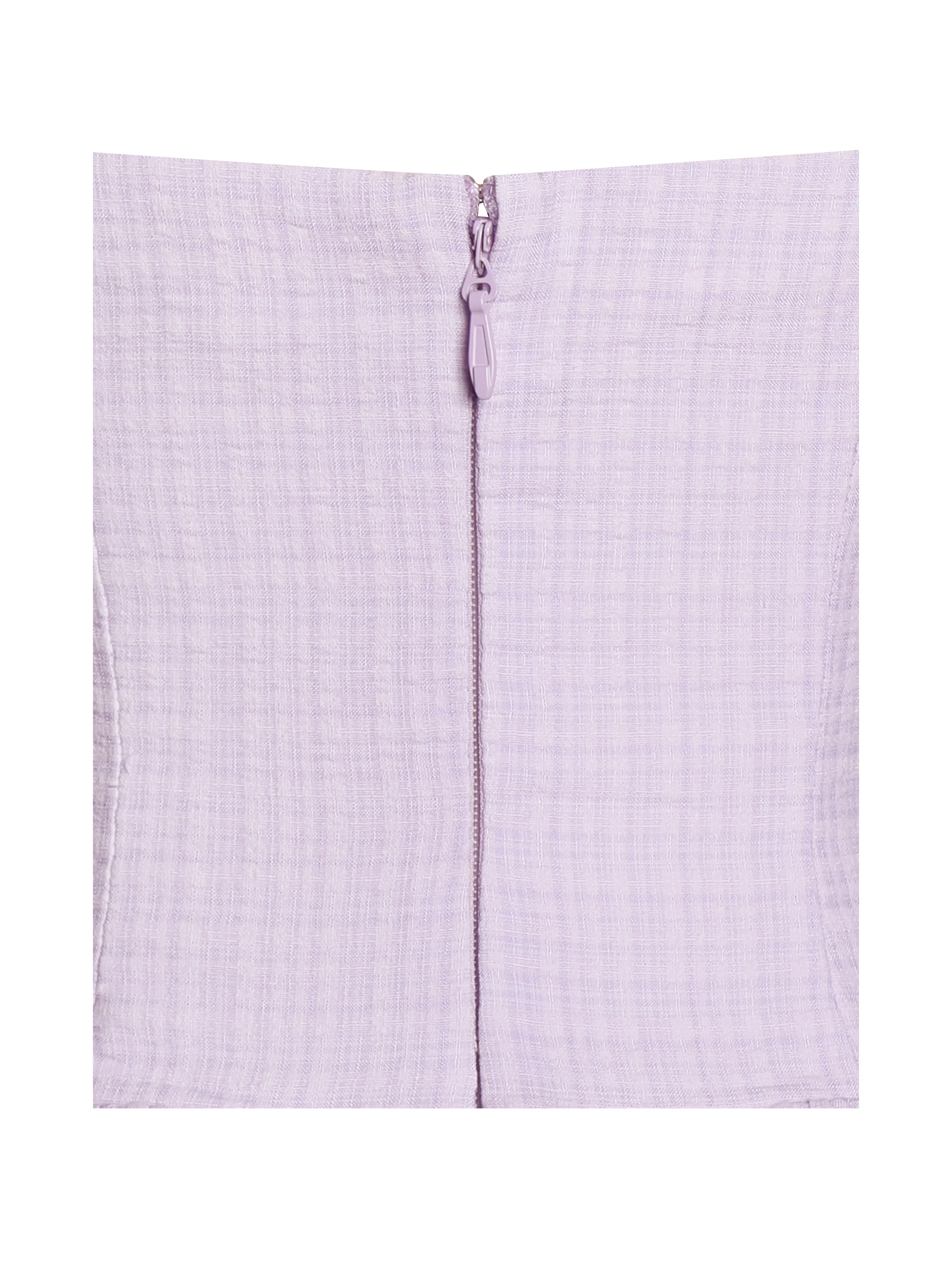 Jaclyn Lavender Lace Trim Cutout Seersucker Midi Dress