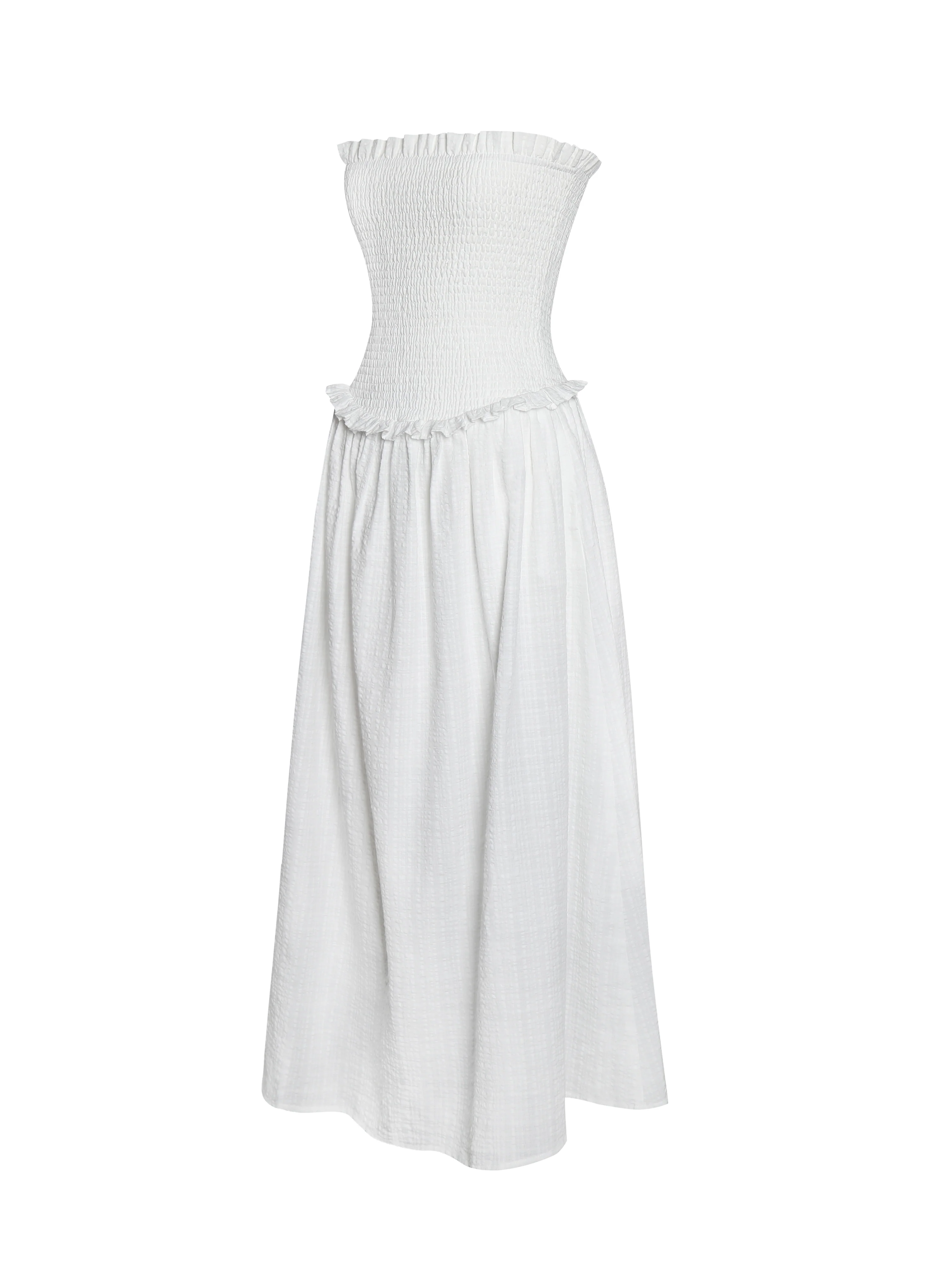 Quadiya Smock Top Strapless Drop Waist Midi Dress