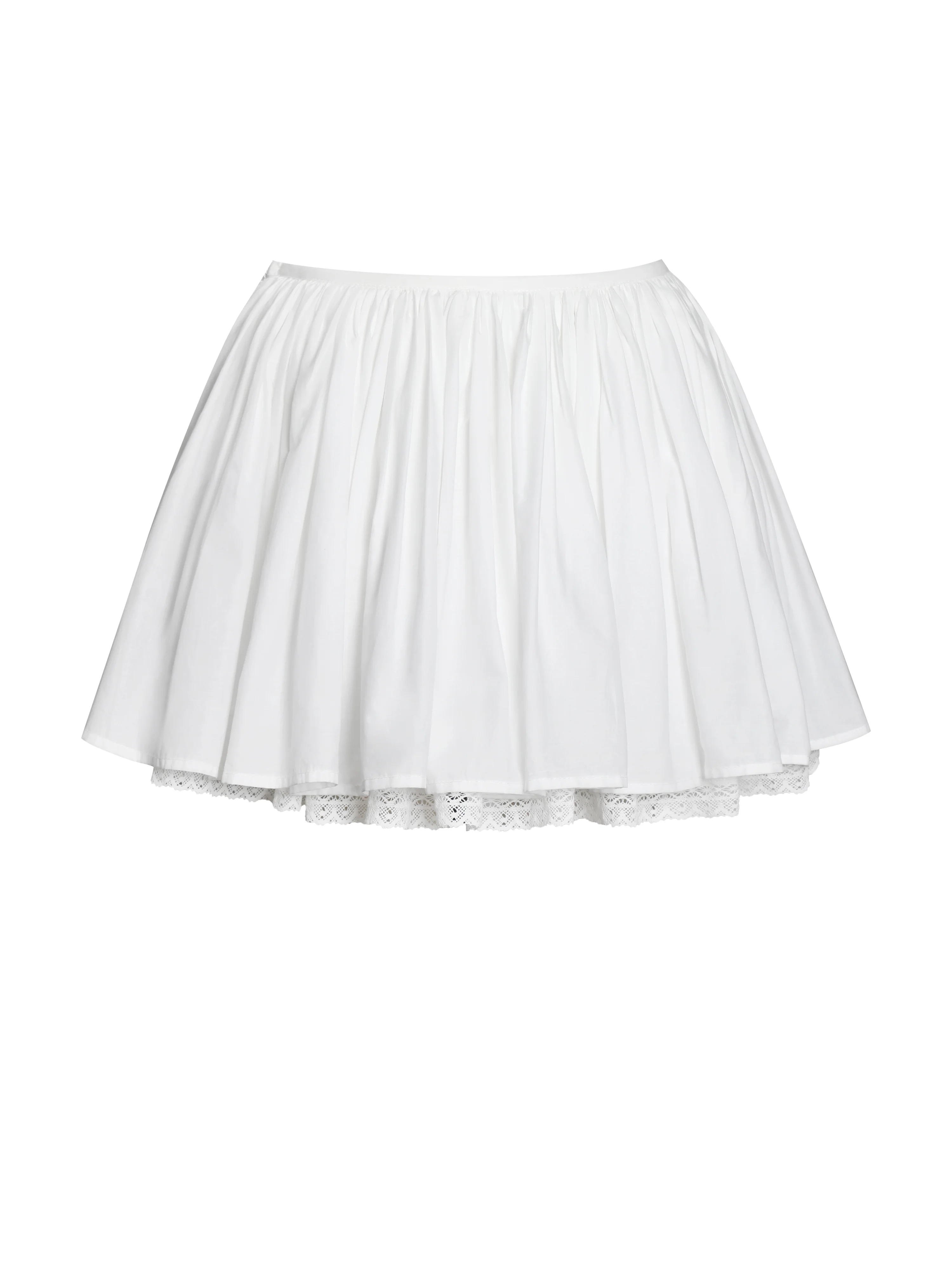 Aliza Lace Trim Layered Cotton Mini Full Skirt