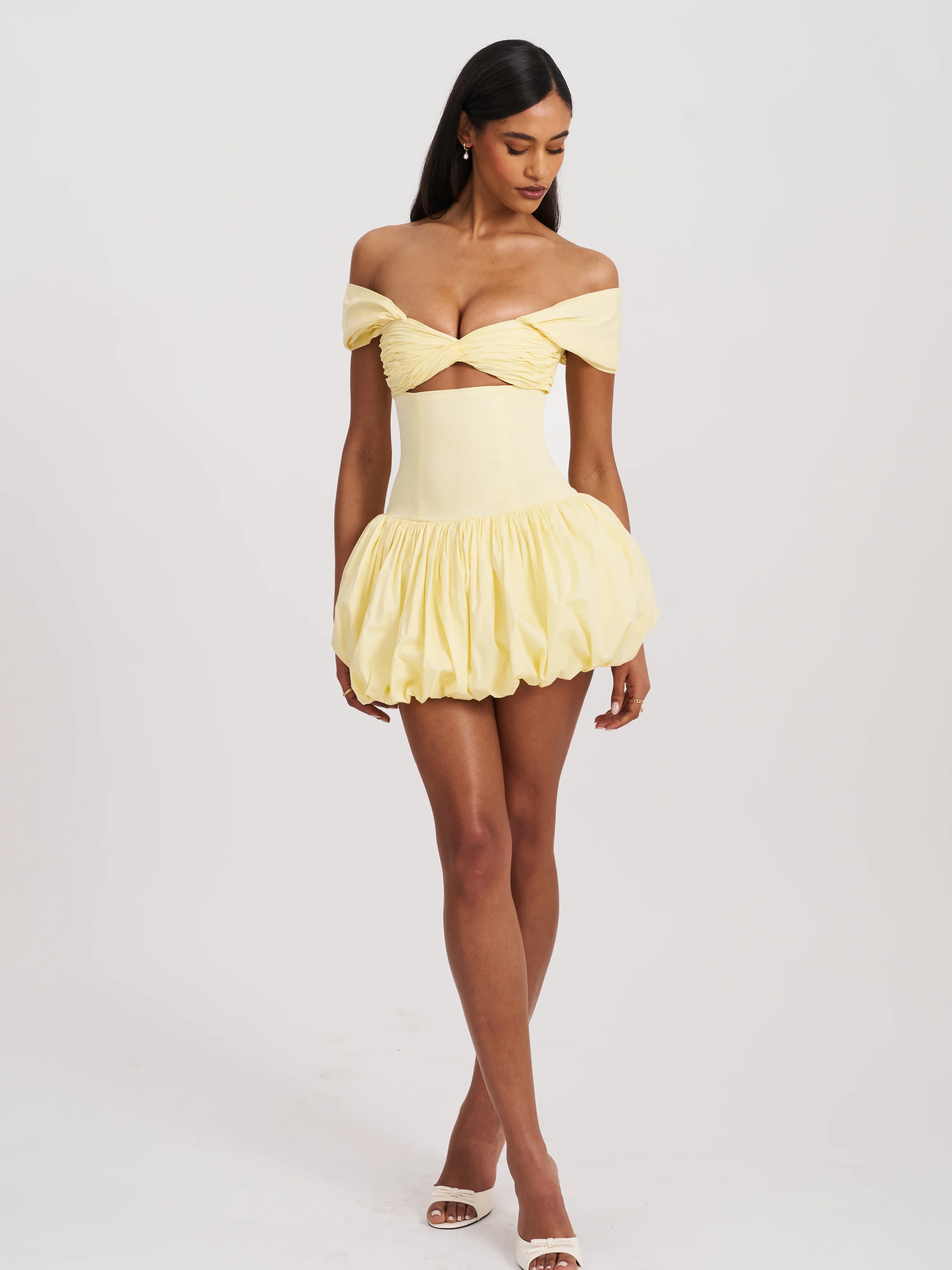 Umika Butter Yellow Bubble Hem Mini Dress